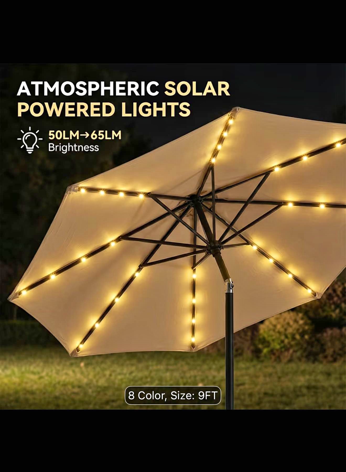 9 ft deluxe solar powered led lighted patio umbrella AreShark 9FT with Lights, 32 Pool Umbrella w/Tilt and Crank, Outdoor Market Solar Umbrellas for Garden, Deck, Backyard, Pool and Beach, Dark Red : Patio, Lawn tall and provides plenty of shade on hot summer days EliteShade USA 10-Year-Non-Fading 9ft Market