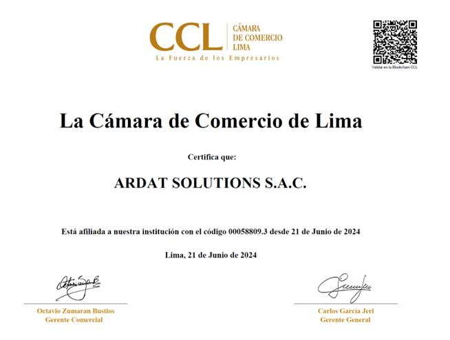 Ardat - 🎉 ARDAT SOLUTIONS, SAC se une a la Cámara de Comercio de Lima 🎉 ...