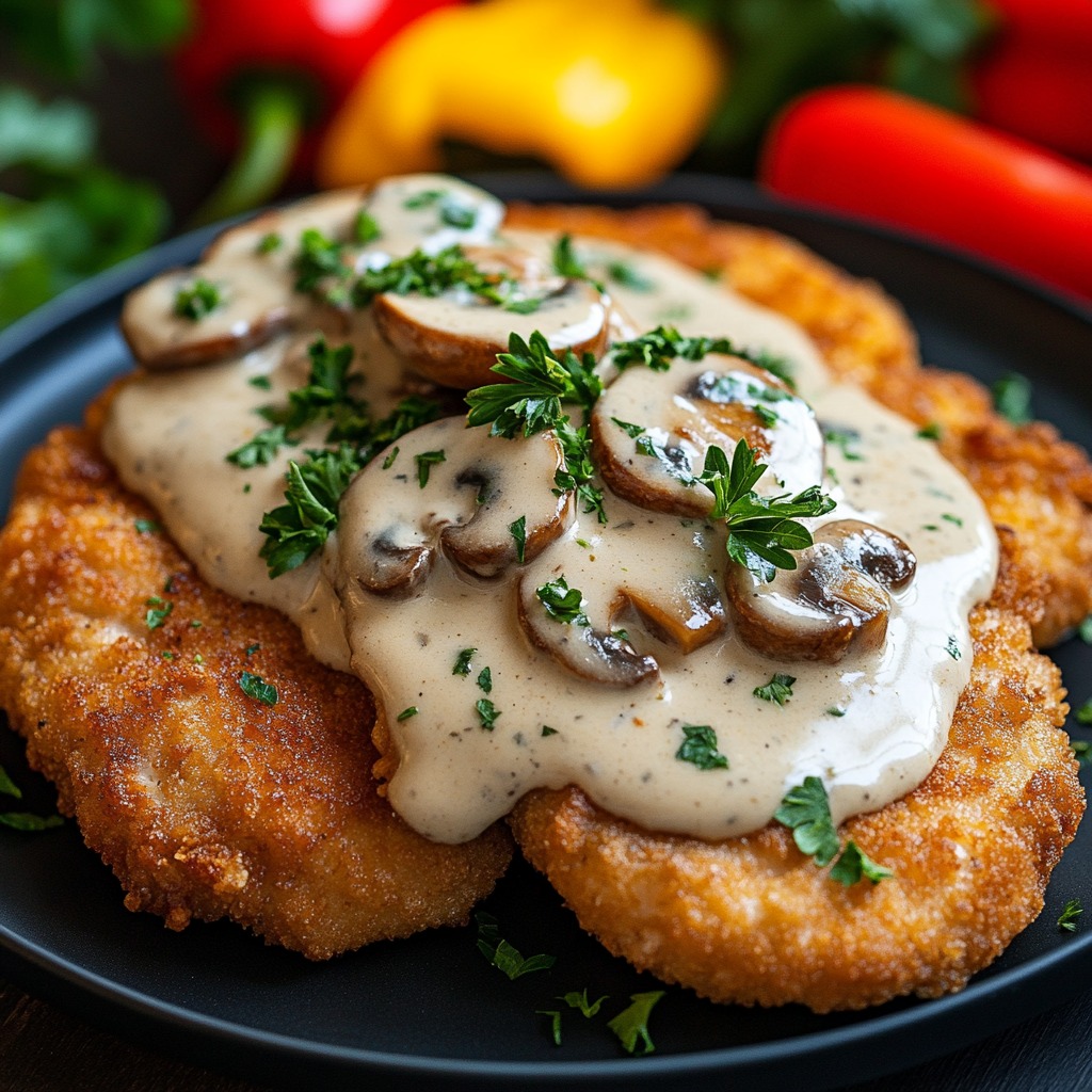 Recette - Escalopes de poulet croustillantes à la sauce crémeuse aux ...