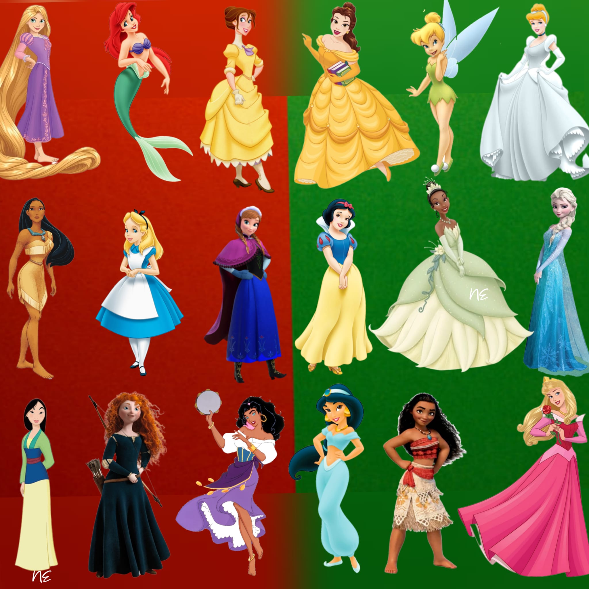 disney princess with red hair and green dress Which side of princesses is better, the or the green? merida