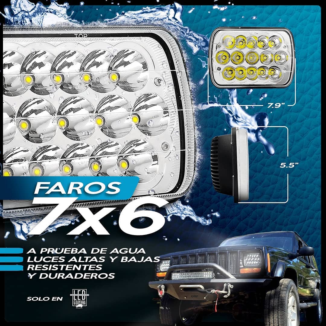 Par De Faros LED De Haz Alto/bajo De 7X6"" Para Ford F150 F250