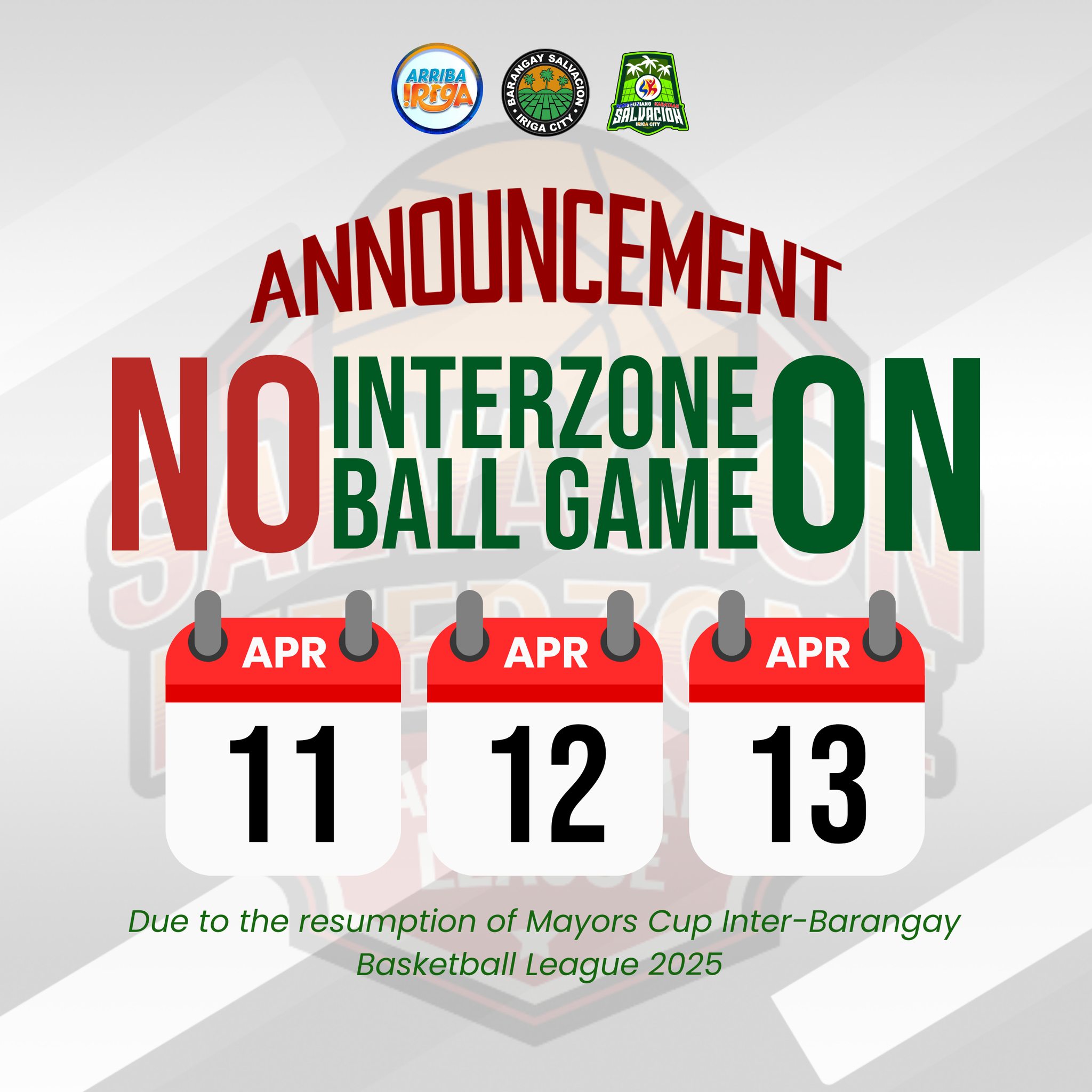 📣 Announcement: No Game Due to... - SK Council of Salvacion | Facebook