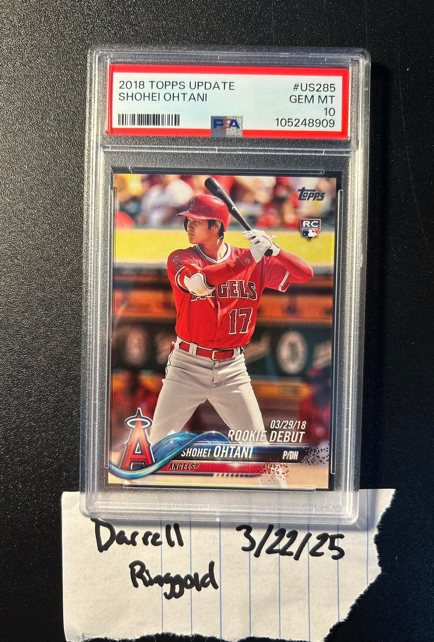 2018 Topps Update Shohei Ohtani rookie card PSA 10
