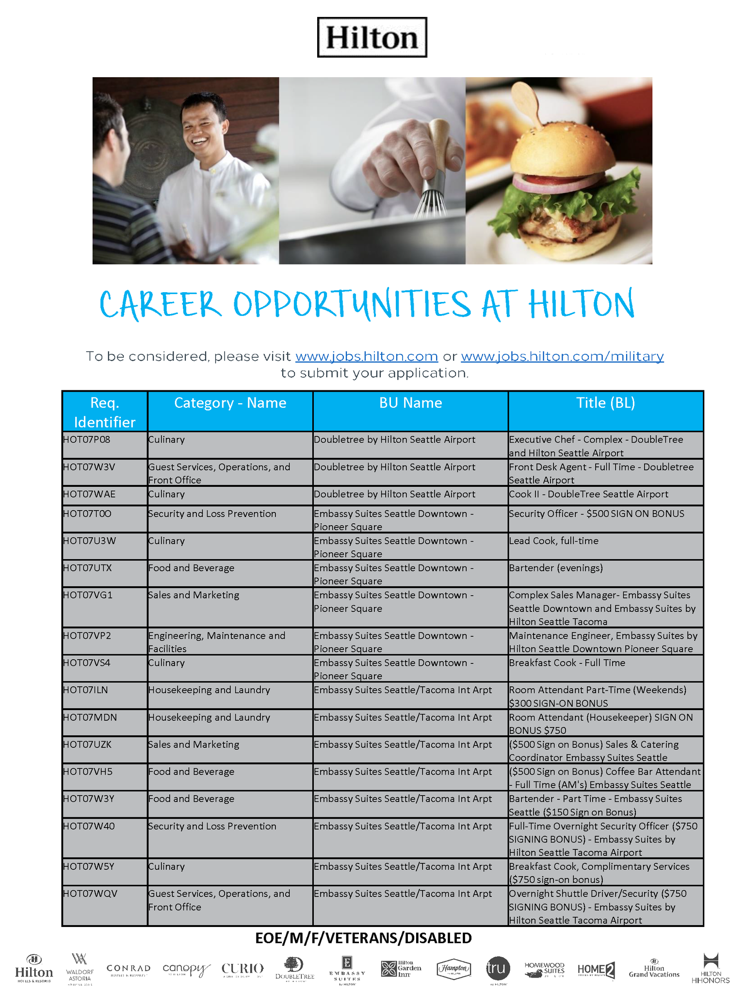 WorkSource JBLM - Hilton has many career opportunities for... | Facebook