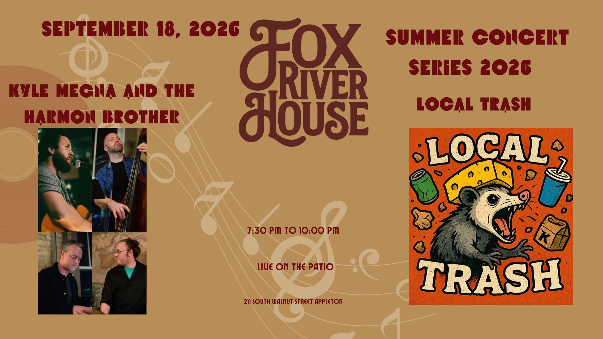 Kyle Megna and The Harmon Brother & Local Trash at Fox River House