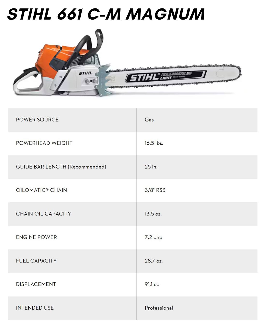 STIHL MS 661 specs