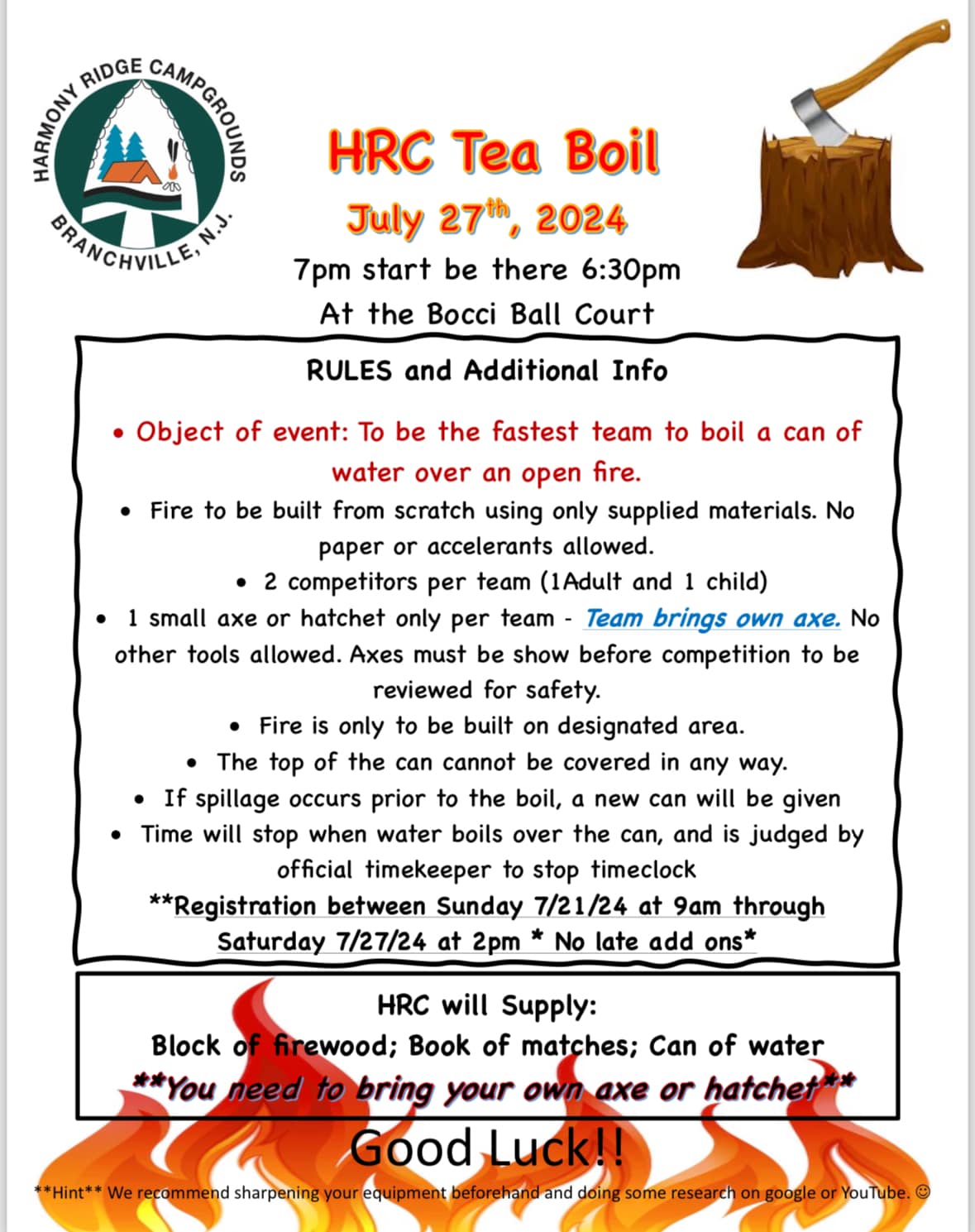 HRC Tea Boil Info and... - Harmony Ridge Farm & Campgrounds