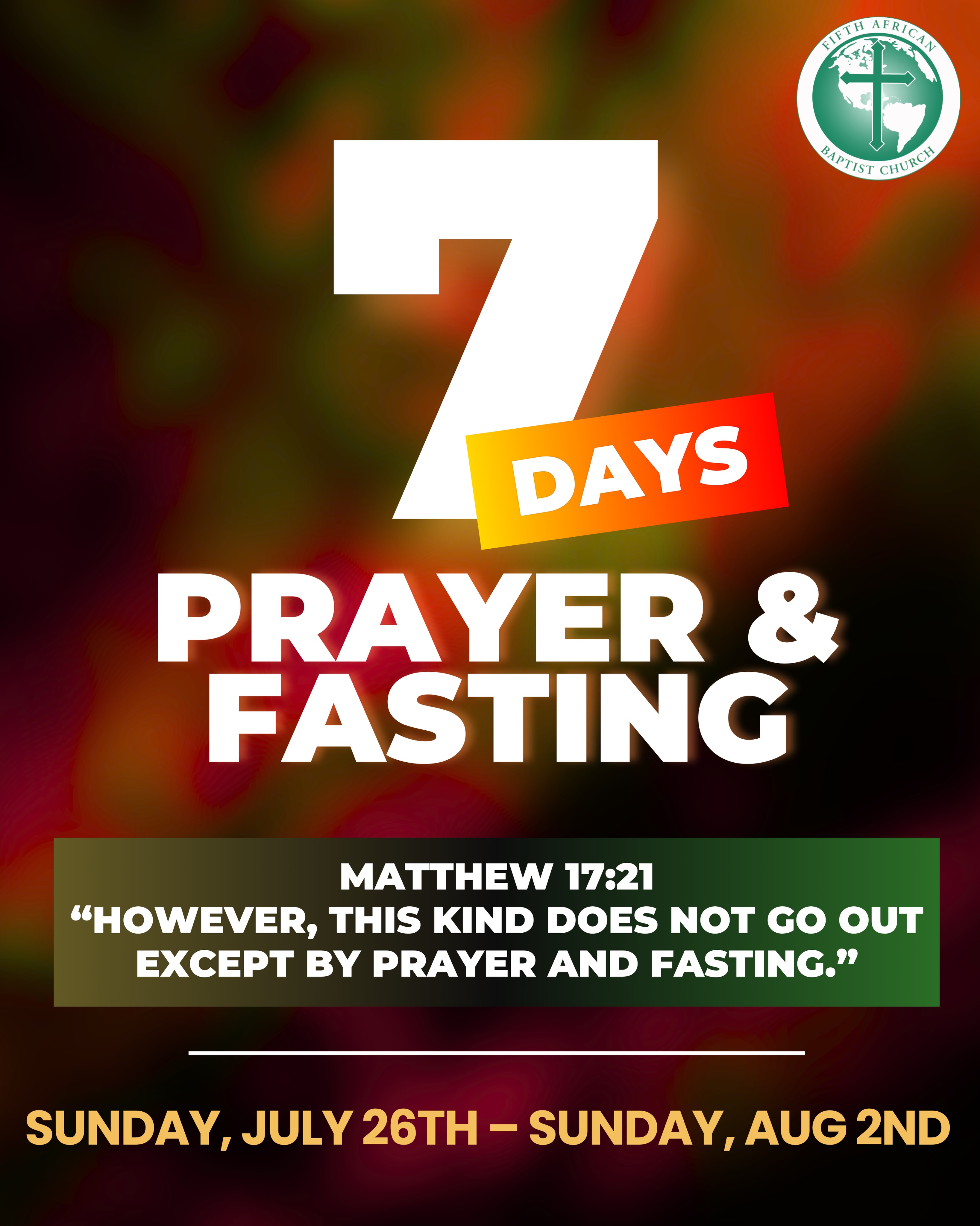 DAY 6 | 7 DAYS FASTING AND PRAYER As we press deeper, our hunger