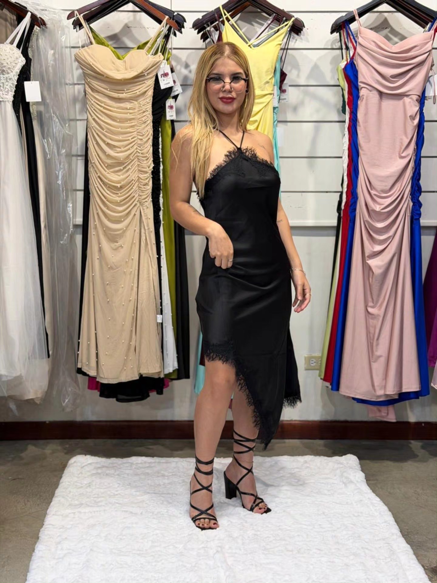 black midi dress graduation Looking for the perfect look? 🎓✨ Drop by Starfasion and check out this gorgeous with lace detailing, or browse our wide selection of stunning gowns! ​📍 Find us Satin midi Size:38K Classic Gift For Mom ASYMMETRIC CAPE SATIN EFFECT standing out with confidence