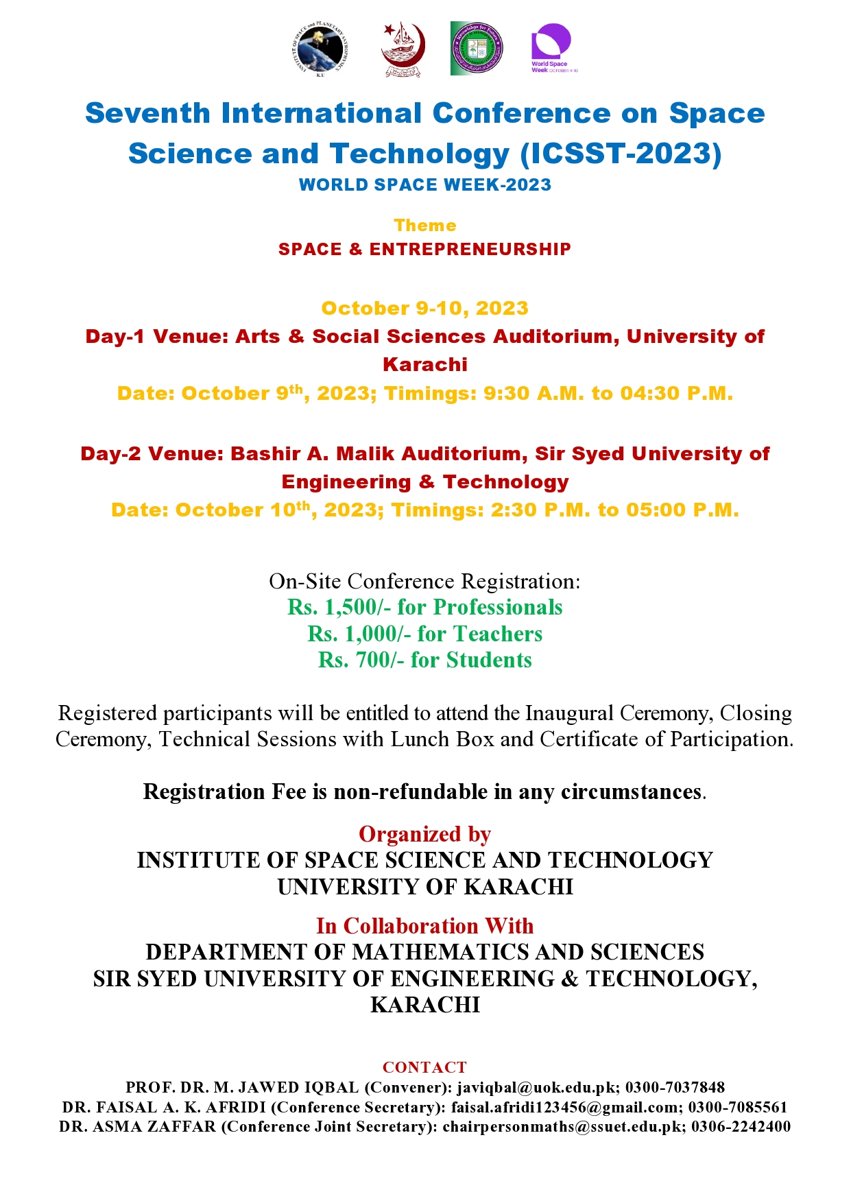 Institute of Space Science & Technology - ISST, University of Karachi ...