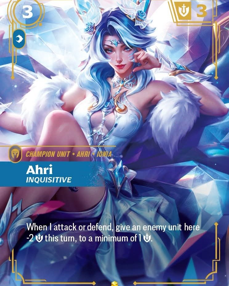 Ahri Crystal Rose alternate art card from the upcoming Riftbound