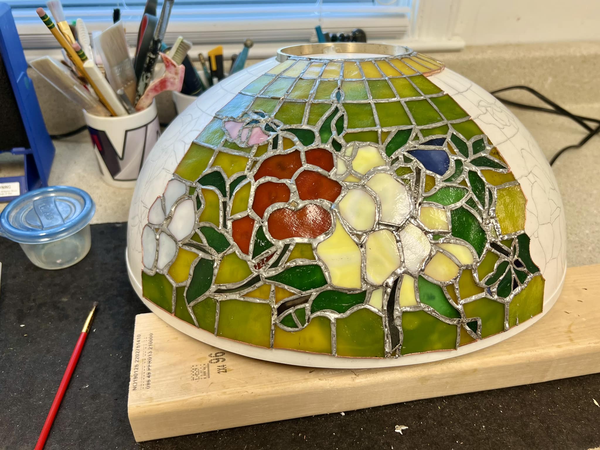 Dome lamp work in progress, flat soldered joints