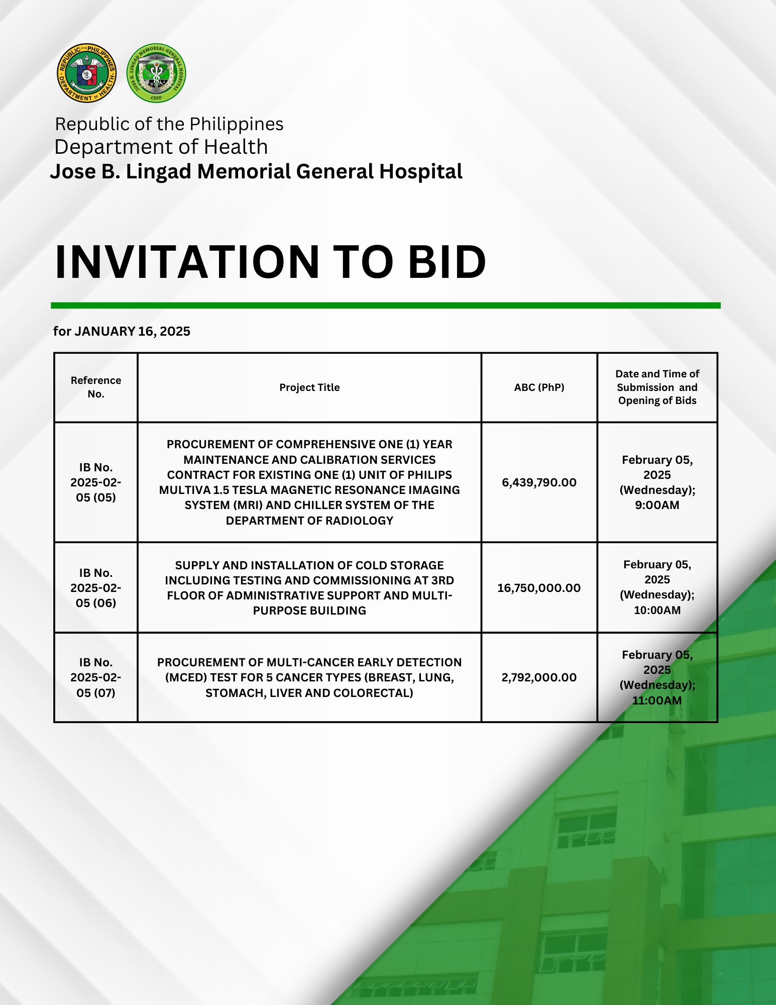 Jose - Bulletin of Procurement Opportunities (Invitation to Bid) of the ...
