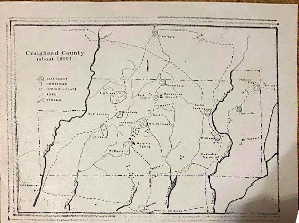Craighead County Historical Society | **Craighead County Map about 1859 ...