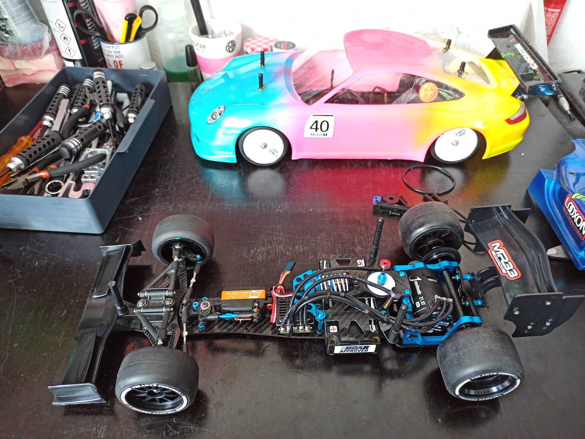 Tamiya F103 RC car with shorty lipo and zen racing foam tires