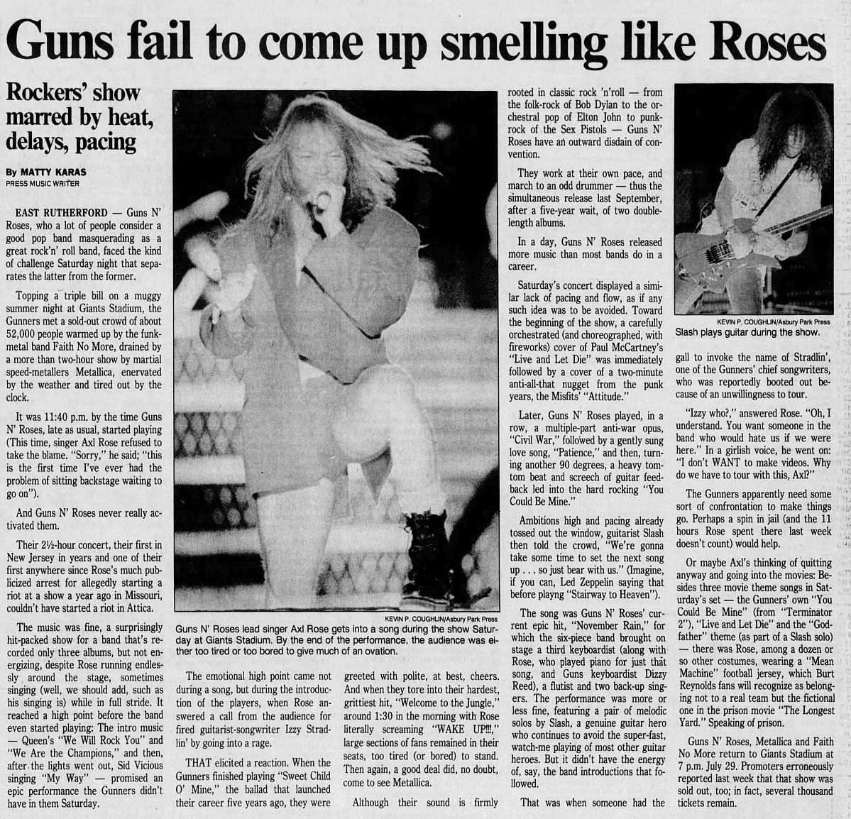Guns N' Roses and Metallica's 1992 Giants Stadium show review