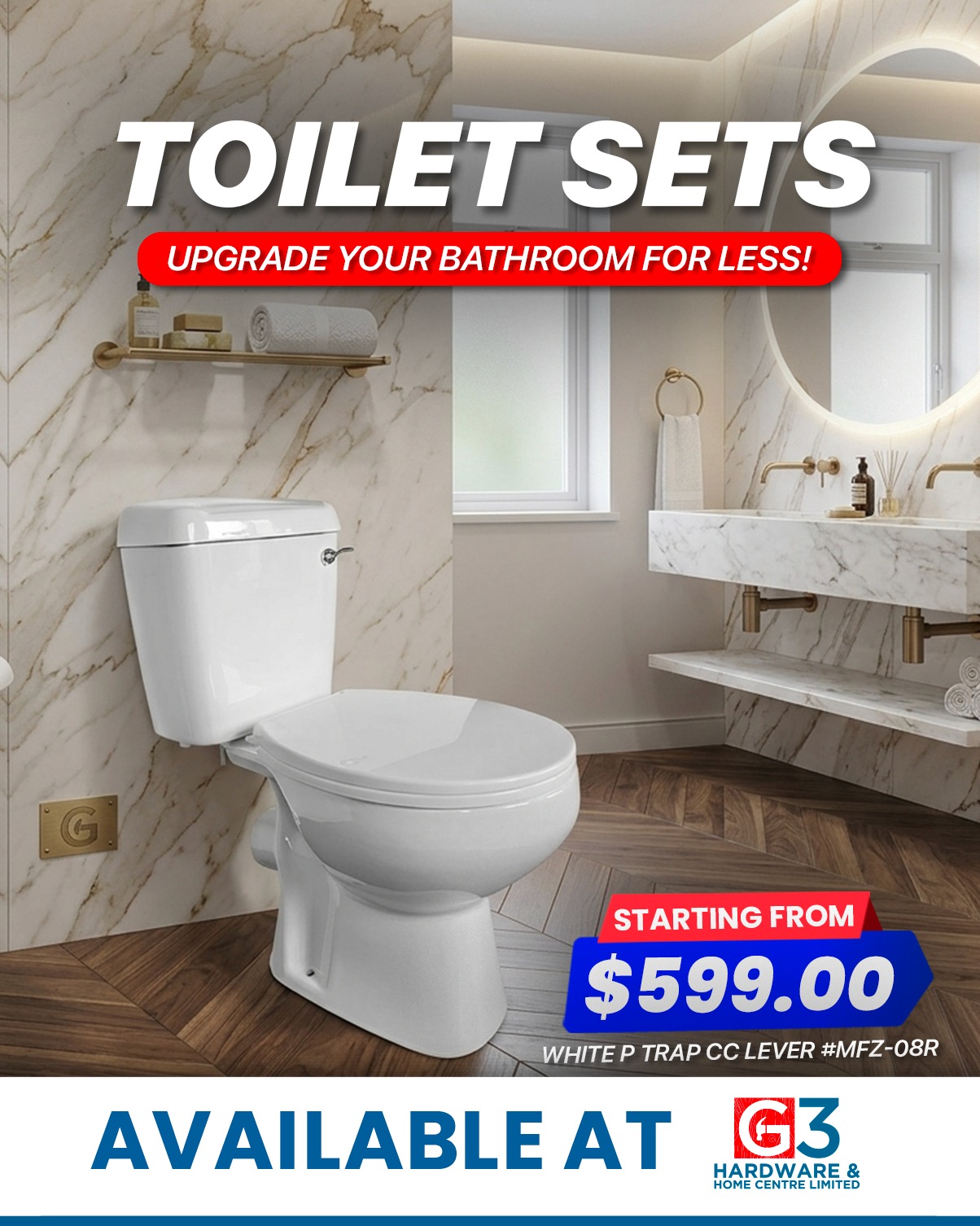 Upgrade your throne room with a Toilet Set from G3 Hardware & Home