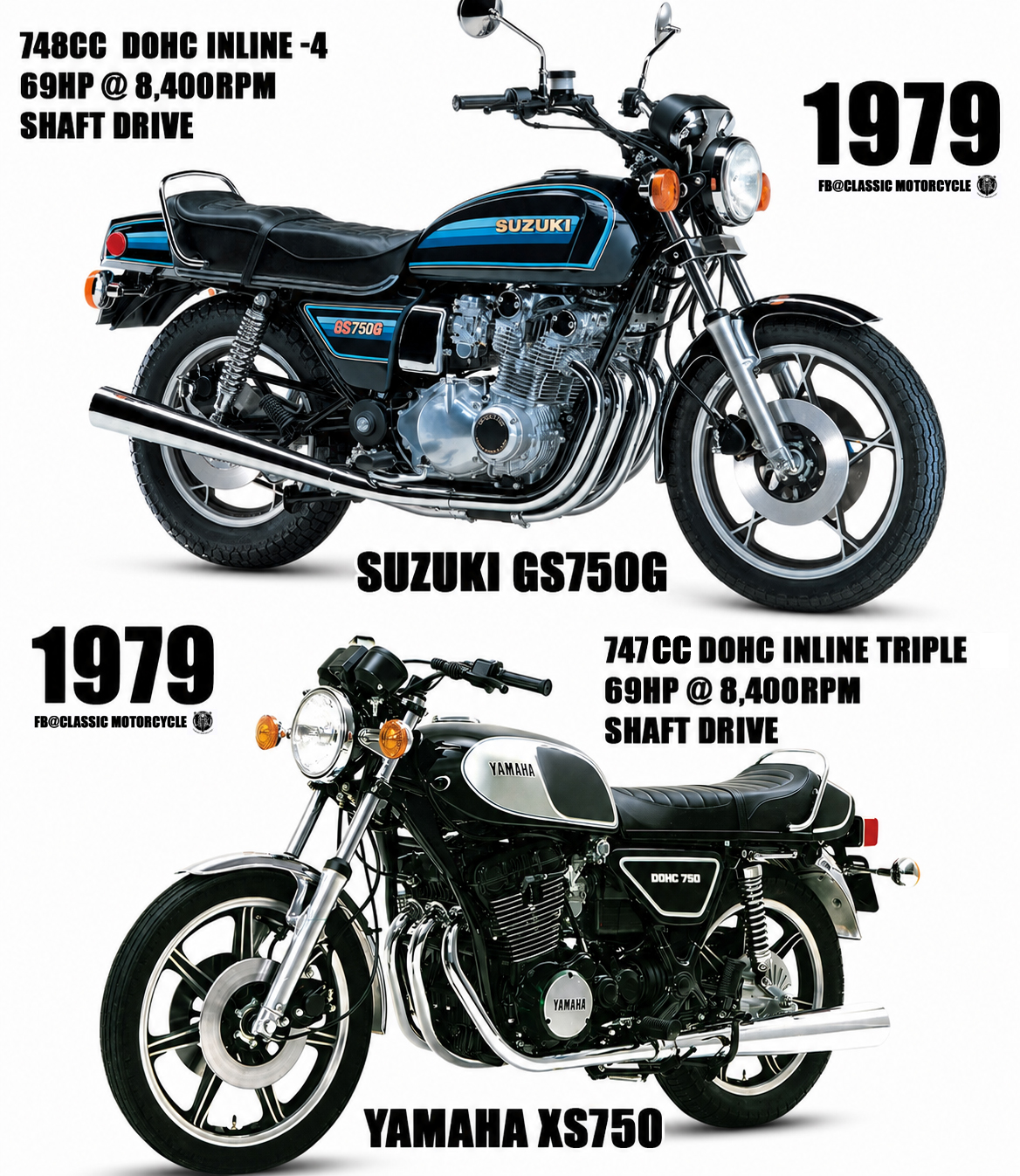 Classic - 1979 Suzuki GS750G vs Yamaha XS750 Two legendary