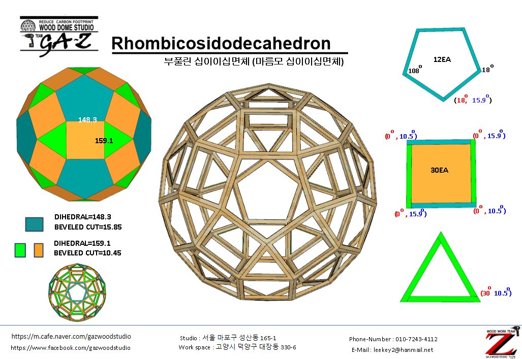 가제트 - 부풀린 십이이십면체 (Rhombicosidodecahedron) 정십이면체를 부풀린 후 꼭지점을 연결하여 만들 수