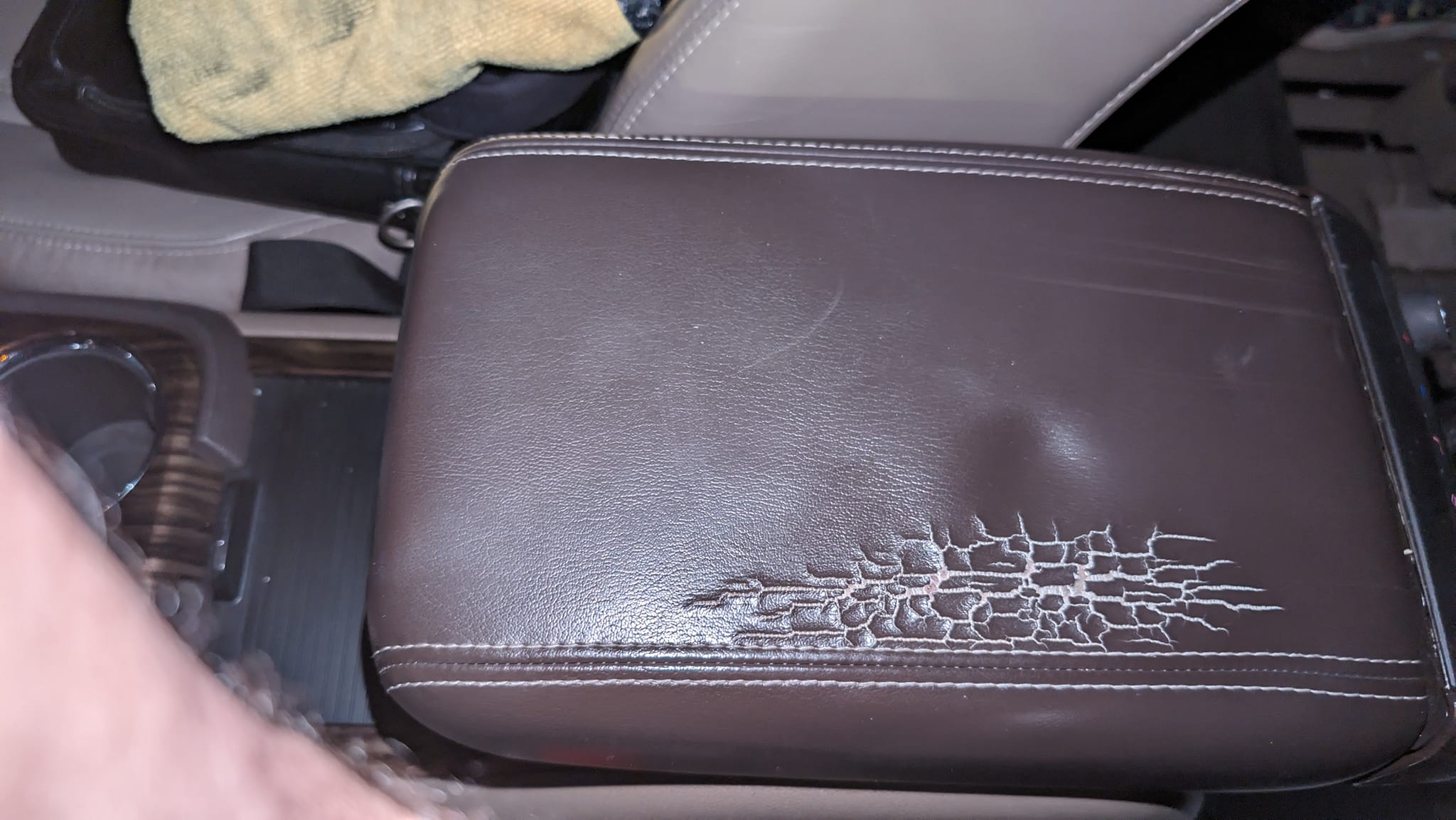 Dark beige Plastic Leather Center Console Armrest ... - Vicedeal