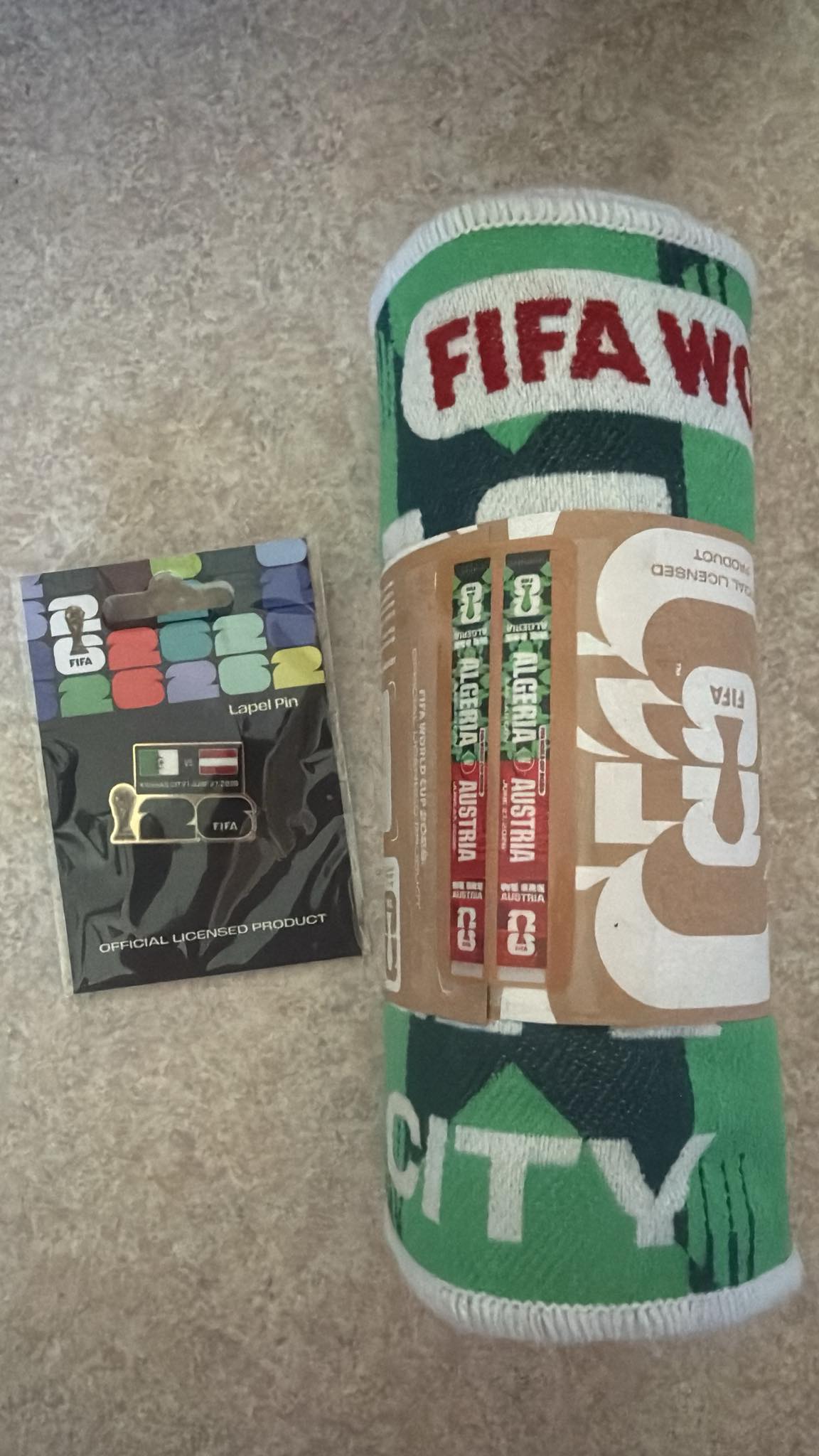 Algeria vs Austria match day scarf and pin set for sale | Kansas