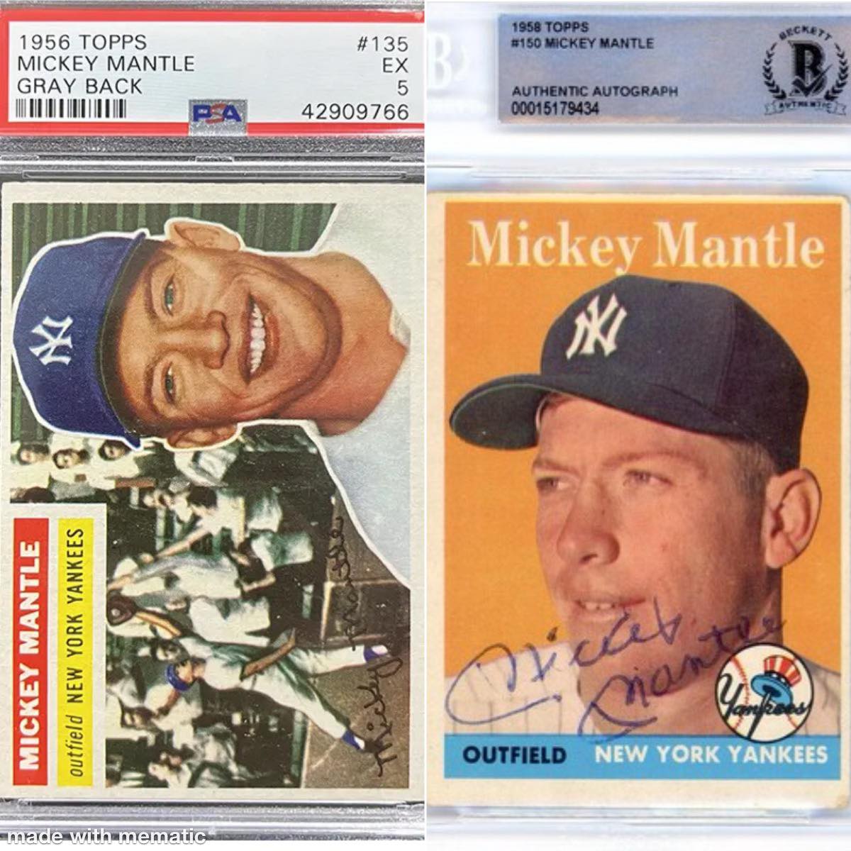 1960 Topps #160 All Stars Mickey Mantle and Ken Boyer SGC 3 Graded  display picture 1