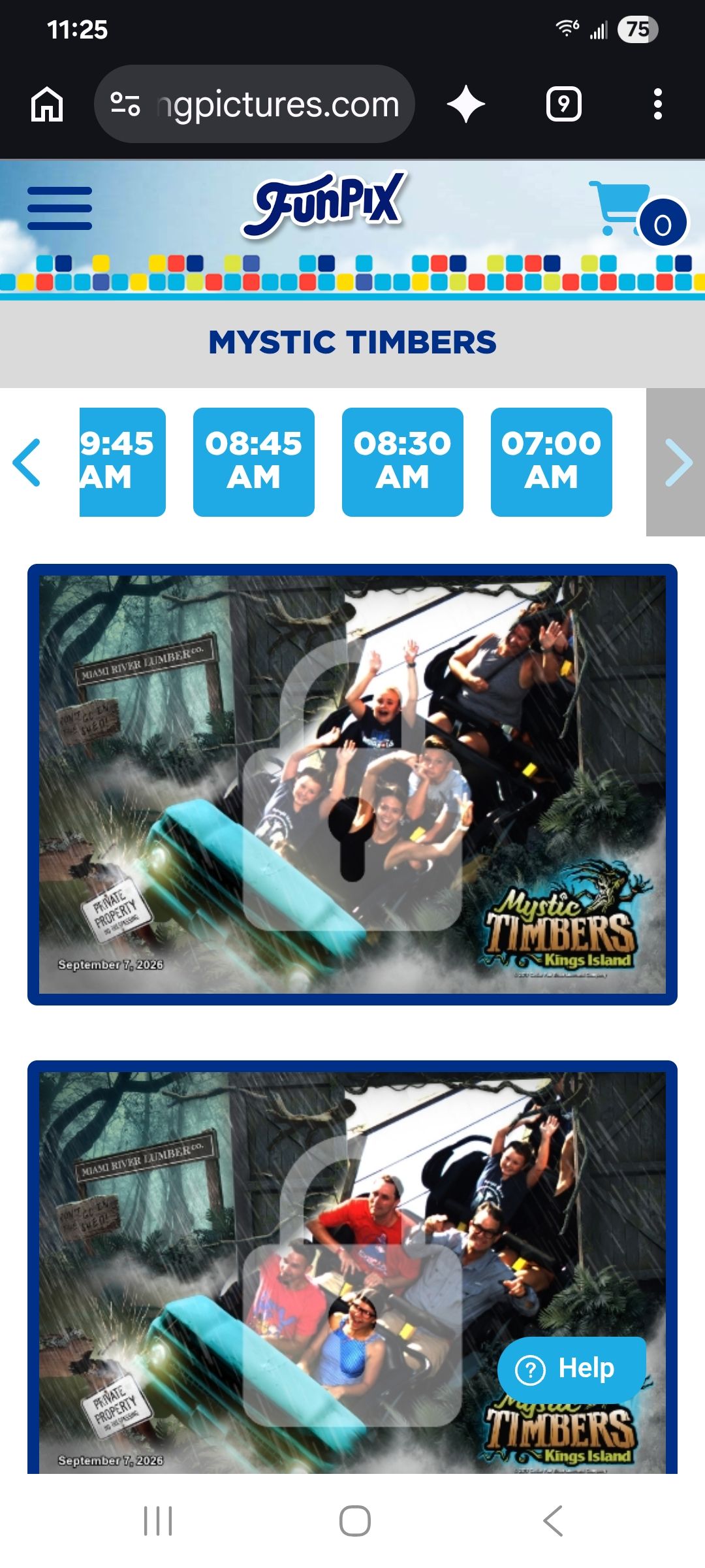 How to find a Mystic Timbers Funpix photo from 7-7:15pm at Kings