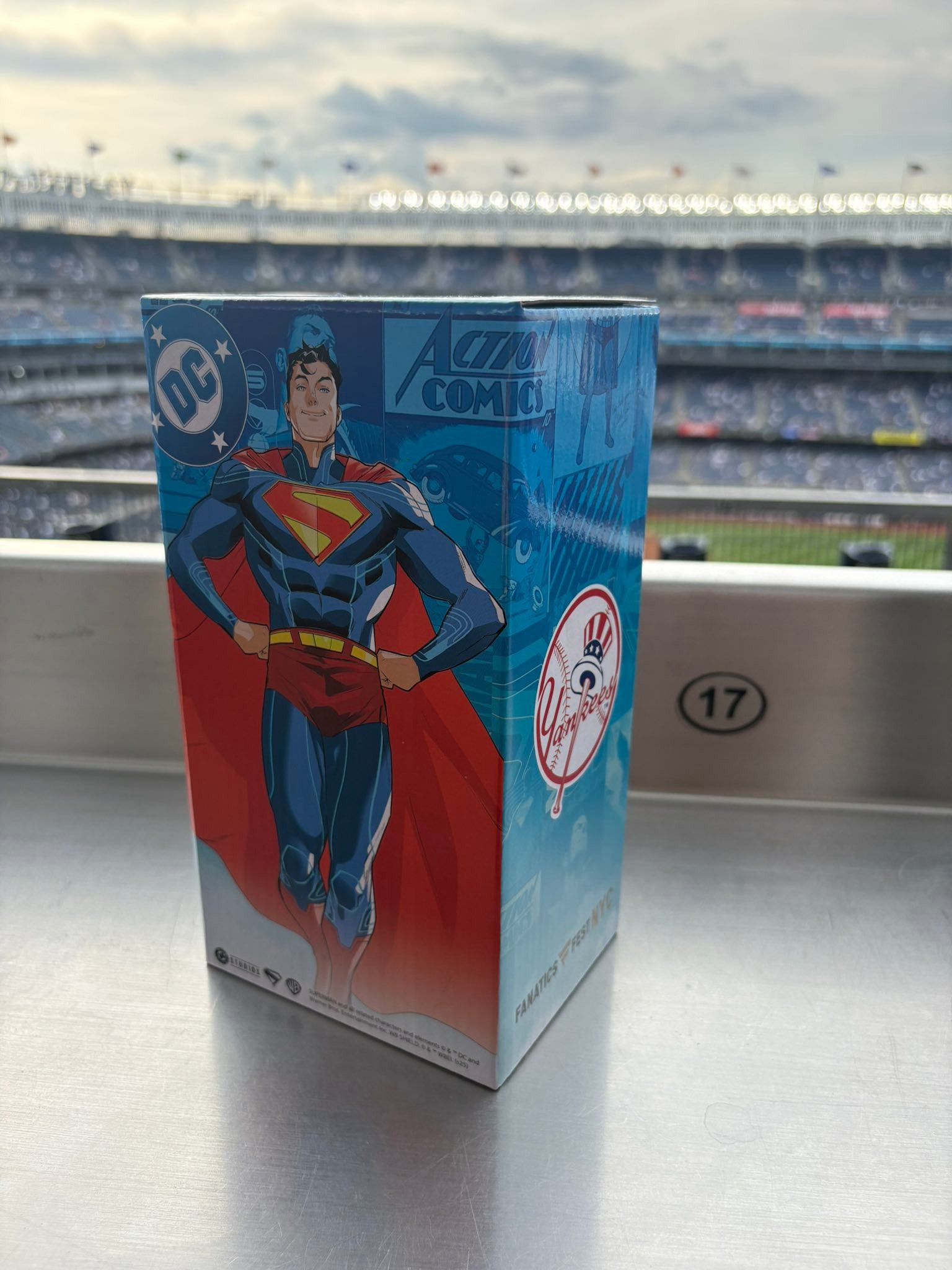 The Aaron Judge Superman bobble head given out at tonight's Yankee