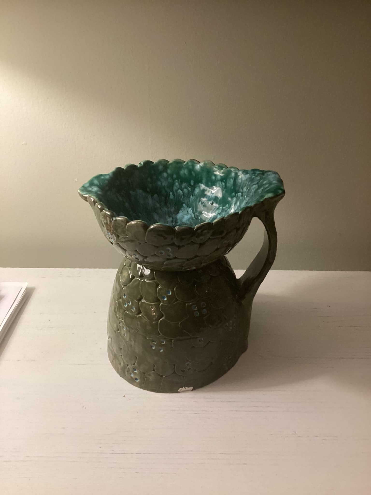 Vintage Ceramic Pitcher with Dot People's 1962 Mark Found at Goodwill