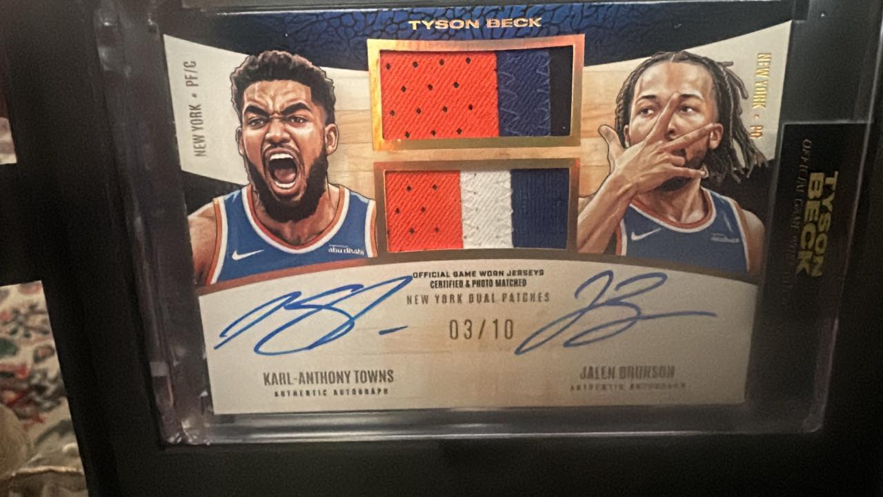 Tyson Beck Brunson/Kat game used dual patch auto for sale