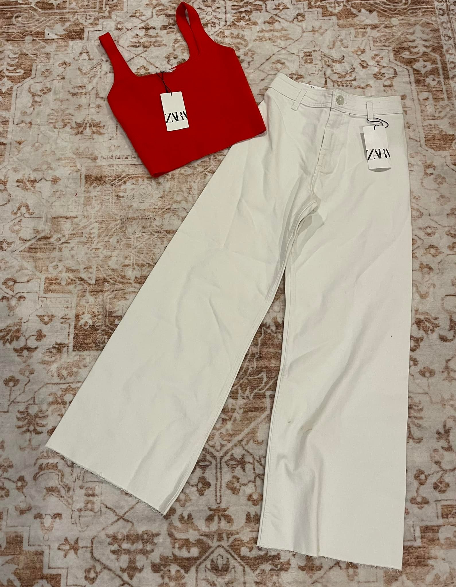 SOLD Zara Red Tank Top Small $12 SOLD Zara Marine Wide Leg Jeans 