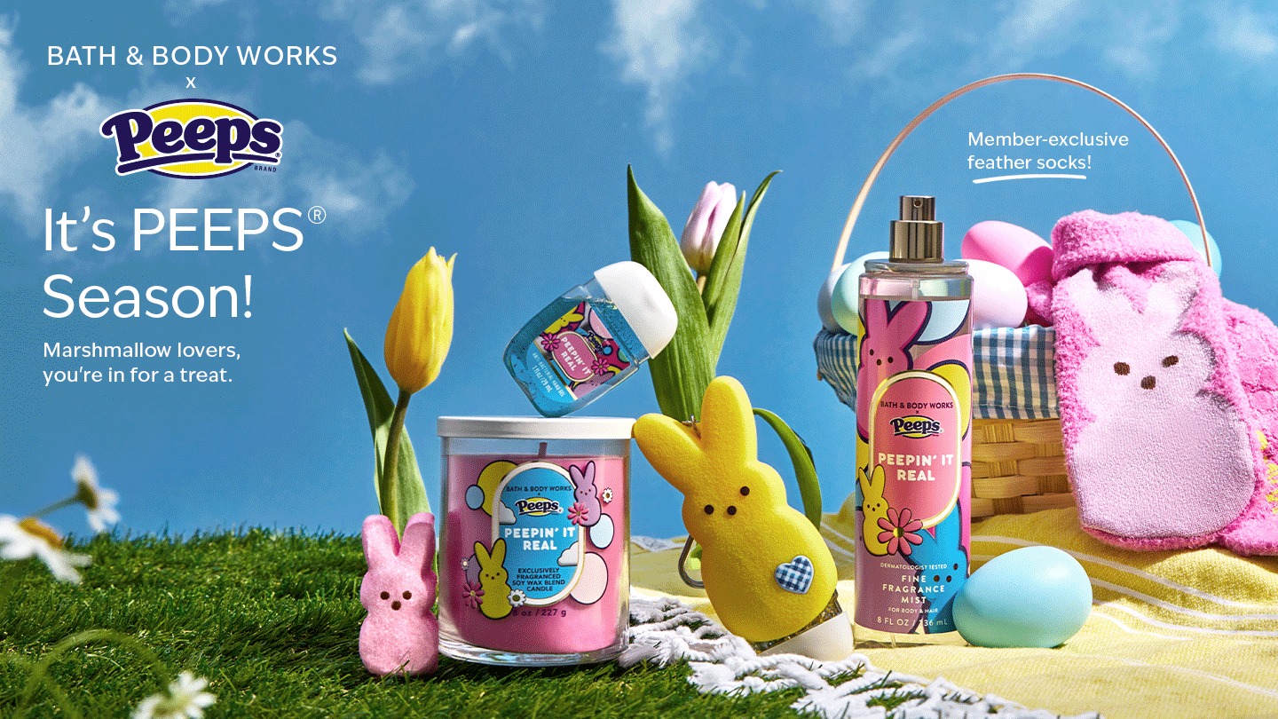 peeps x bath & body works collection coming soon!! 🩷💜🩵💛🐰🐰🐰🐰