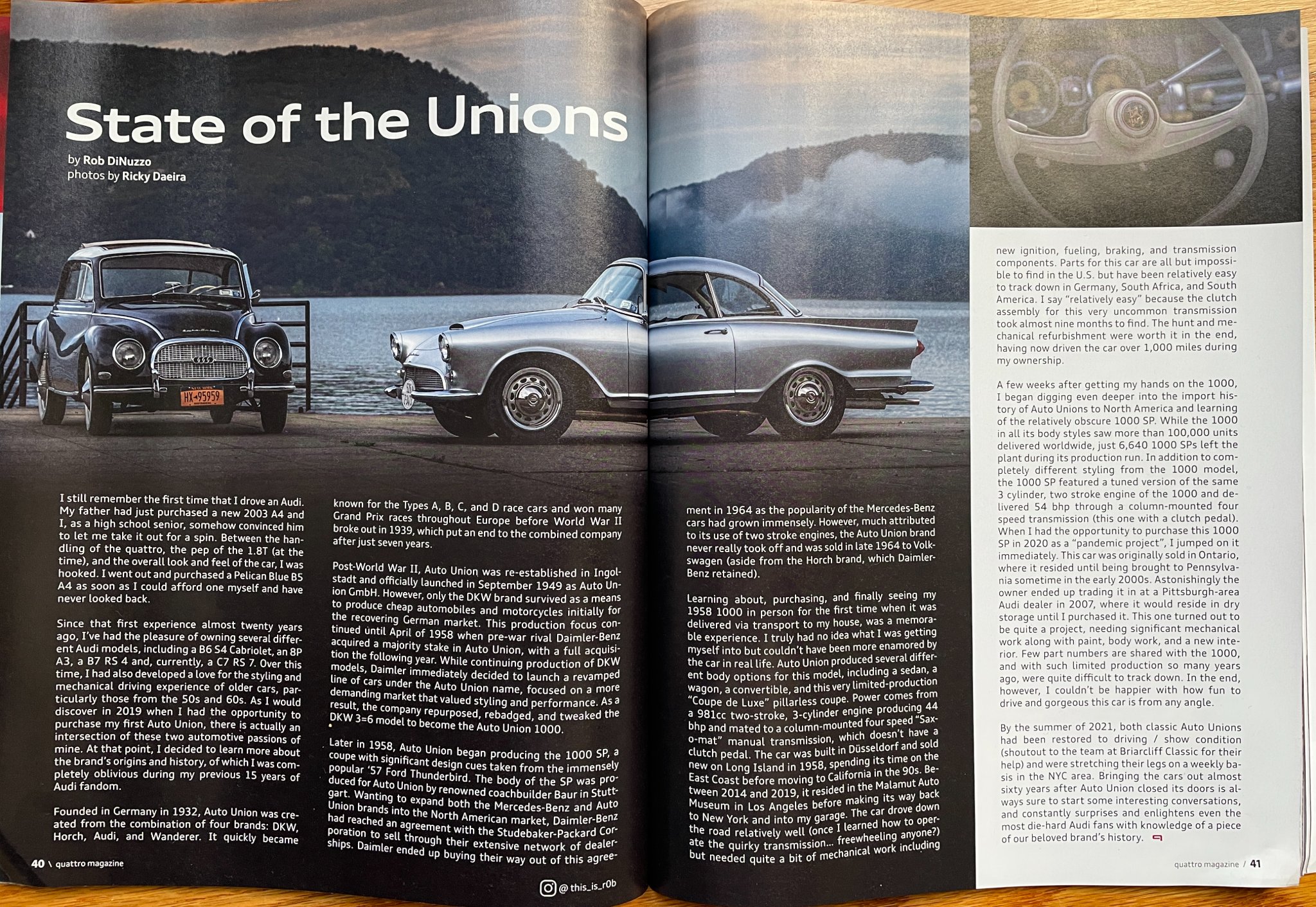 Audi quattro magazine features my dad's story