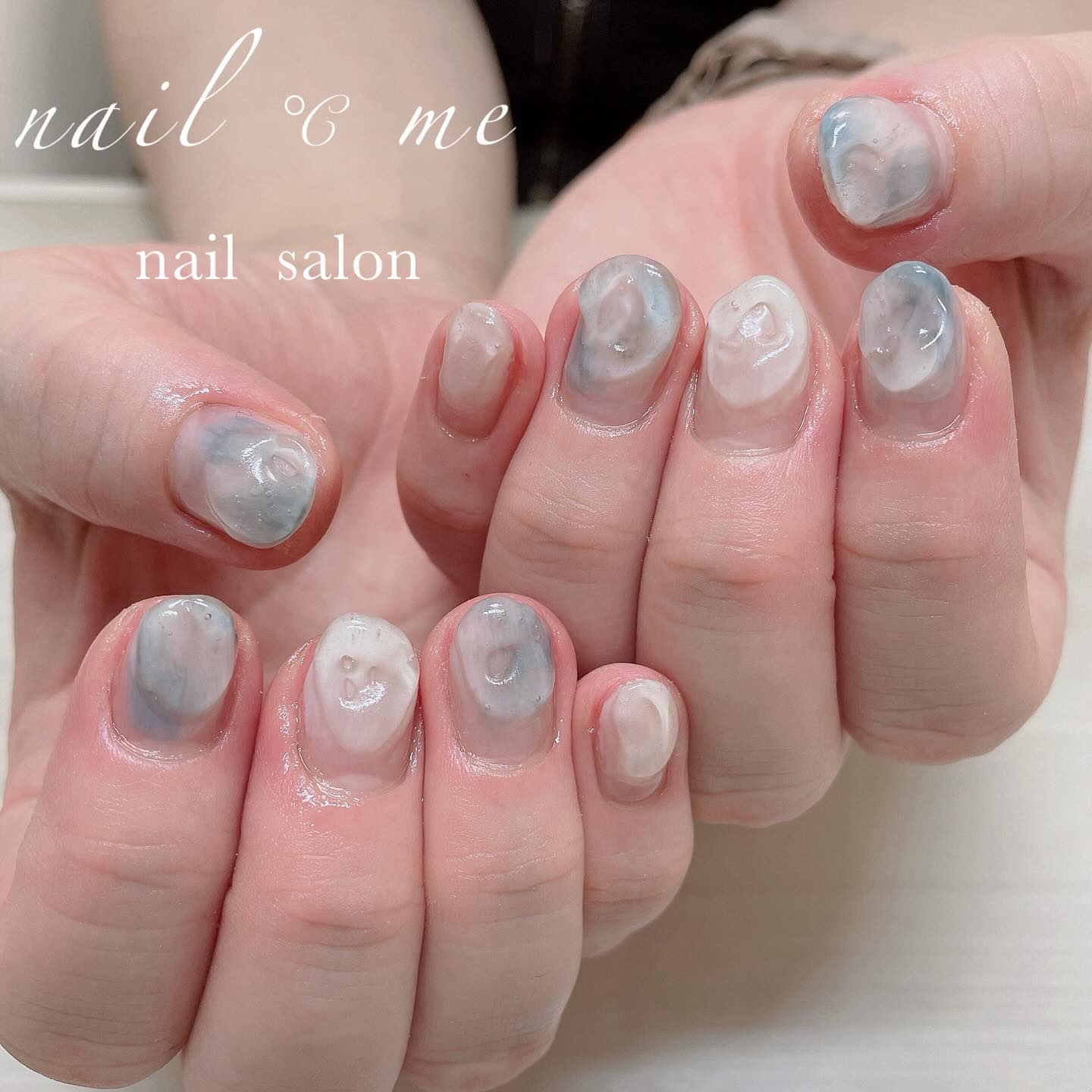 Nail - #涼しげ #ぷっくりニュアンス 🧊🫧🤍🫧 #夏ネイル #ニュアンス