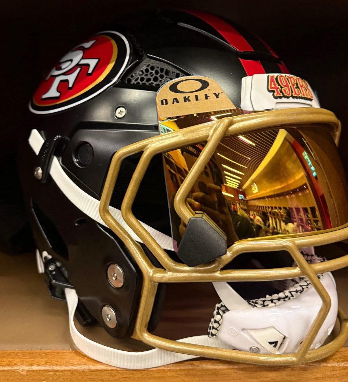 49ers football helmet visor Jerry Rice Autographed Authentic Speed w/ & Bumpers  Super Sports Center field design San Francisco 49ers Riddell Speed