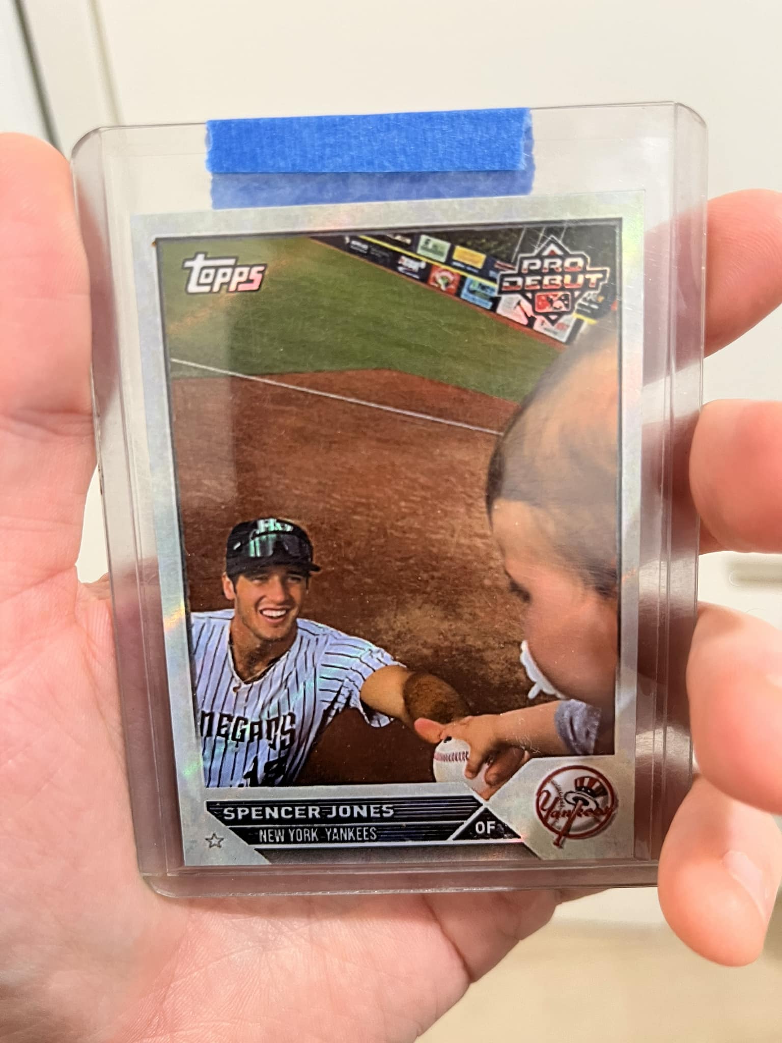 Custom Baseball Card of Spencer Jones at First Baseball Game
