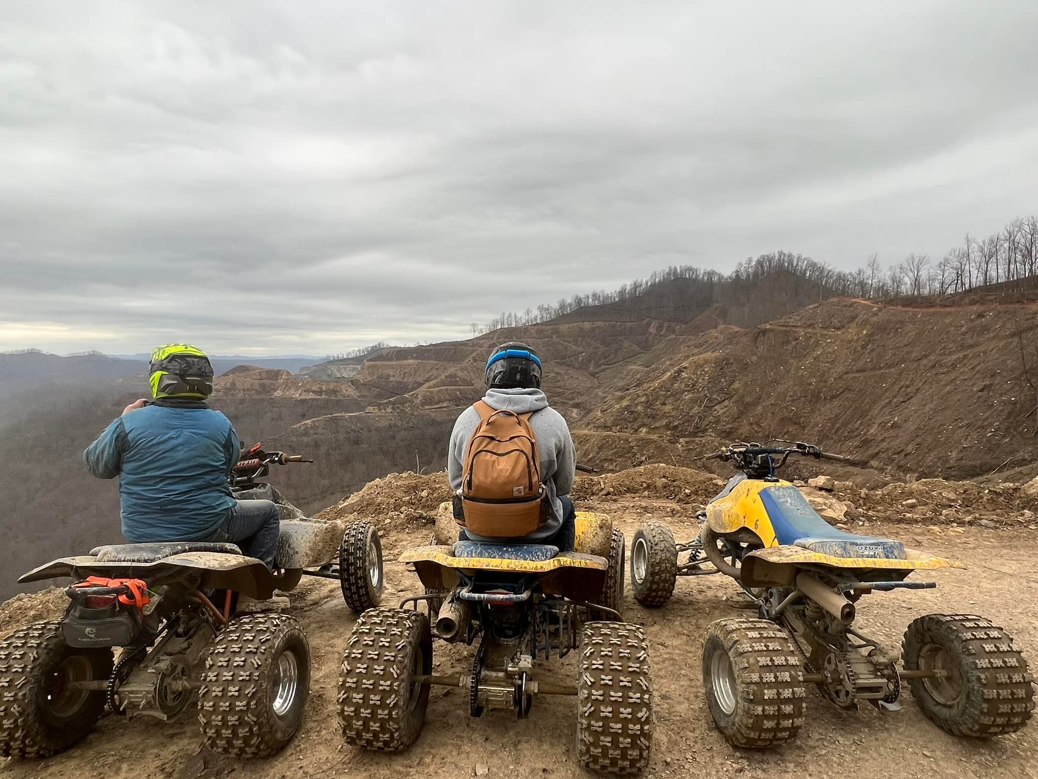 Riding vintage Suzuki ATVs at Hatfield McCoy trails