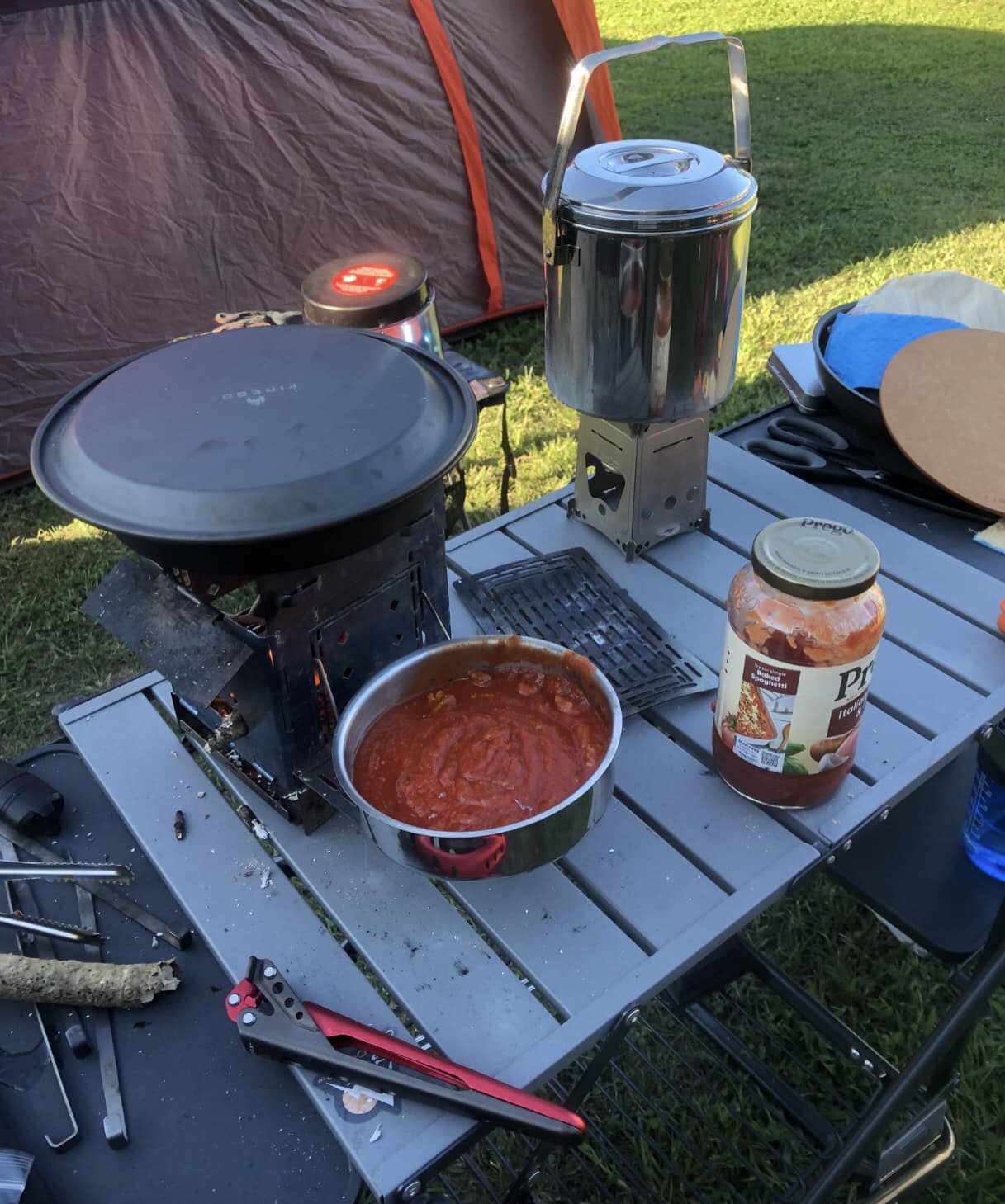 Cooking with Emberlit Titanium wood stove on the trail