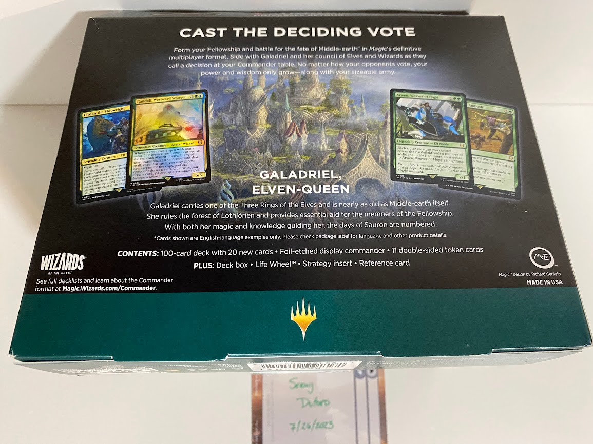 mtg lotr commander decks msrp Magic The Gathering The Lord of The Rings: Tales of Middle-Earth Deck Try out Magics most popular format with a deck thats ready to play right out of the box and fight for the fate of Middle Magic: The Gathering The Lord