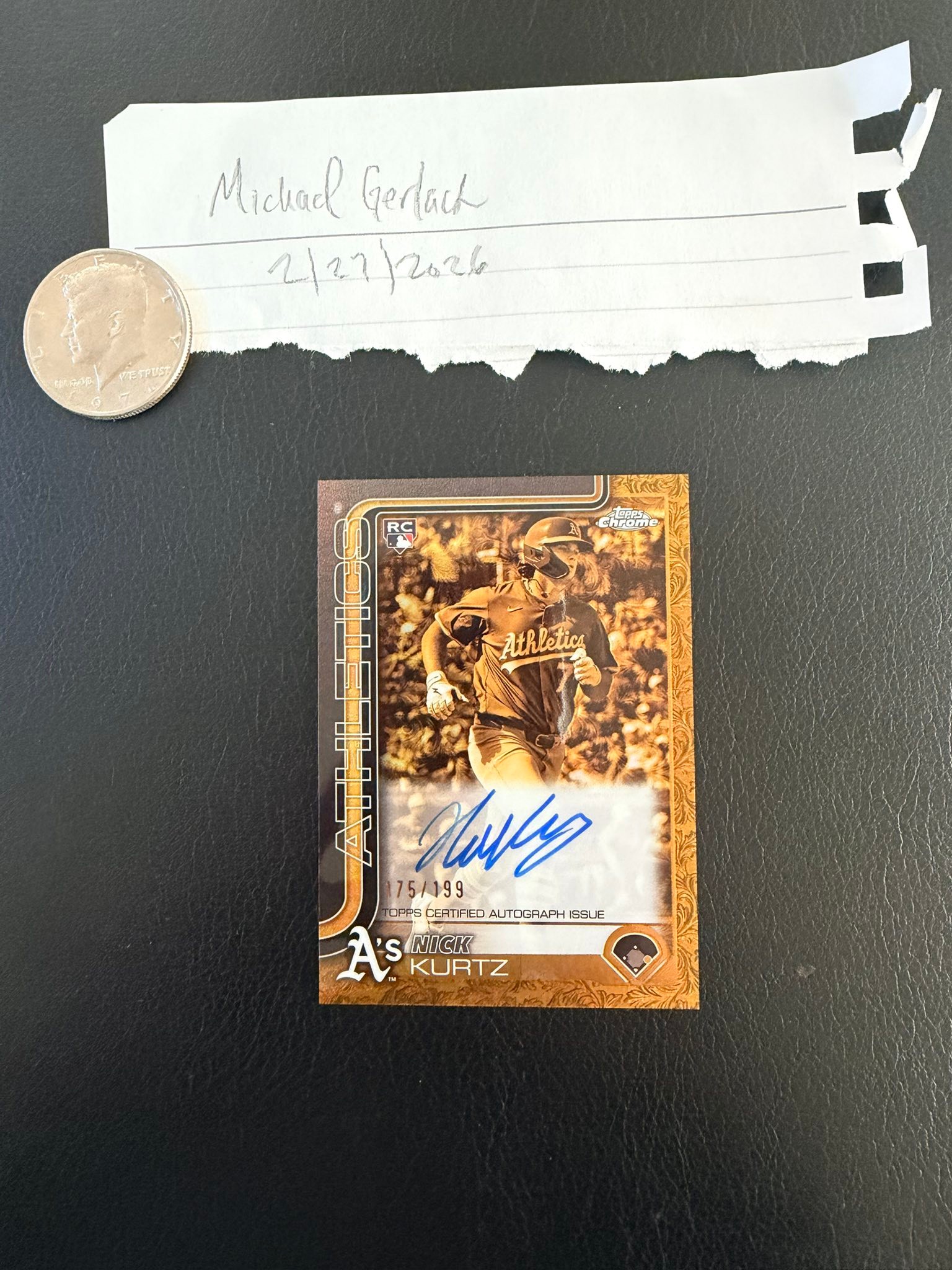 2025 Topps Chrome Gilded Nick Kurtz RC rookie auto