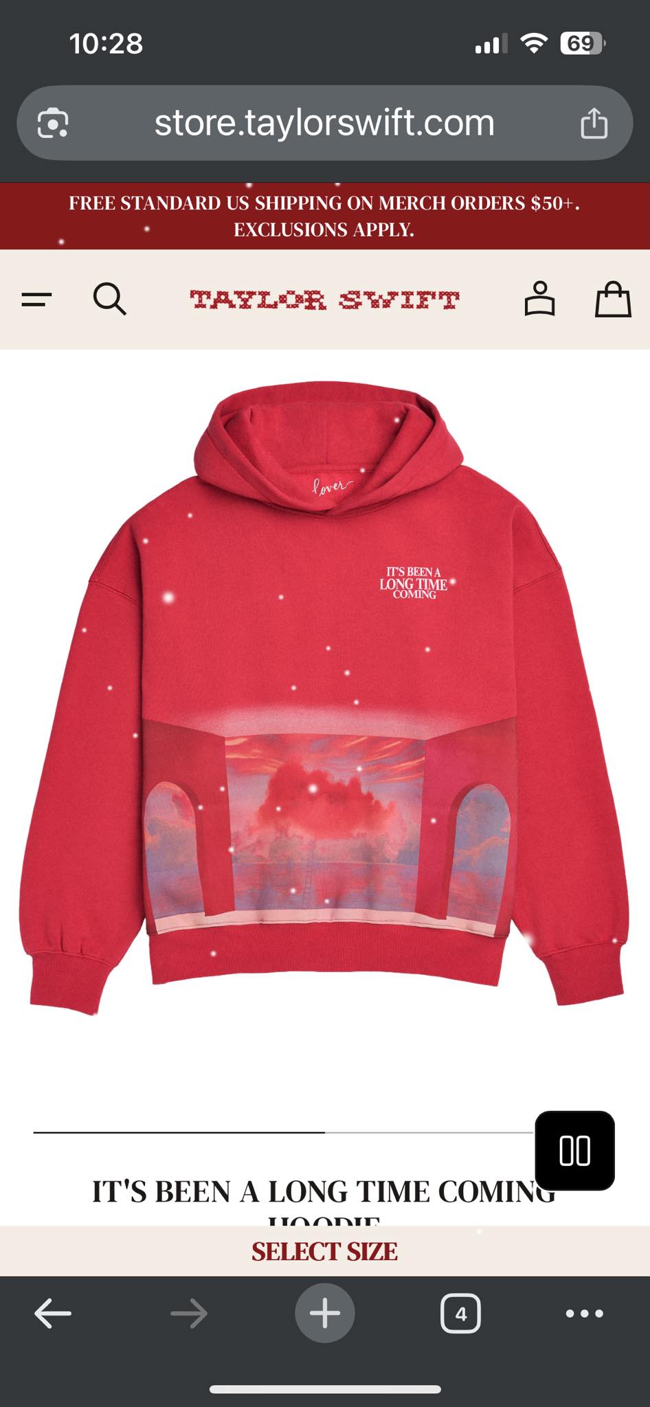 Where to find Taylor Swift's Long Time Coming hoodie in adult