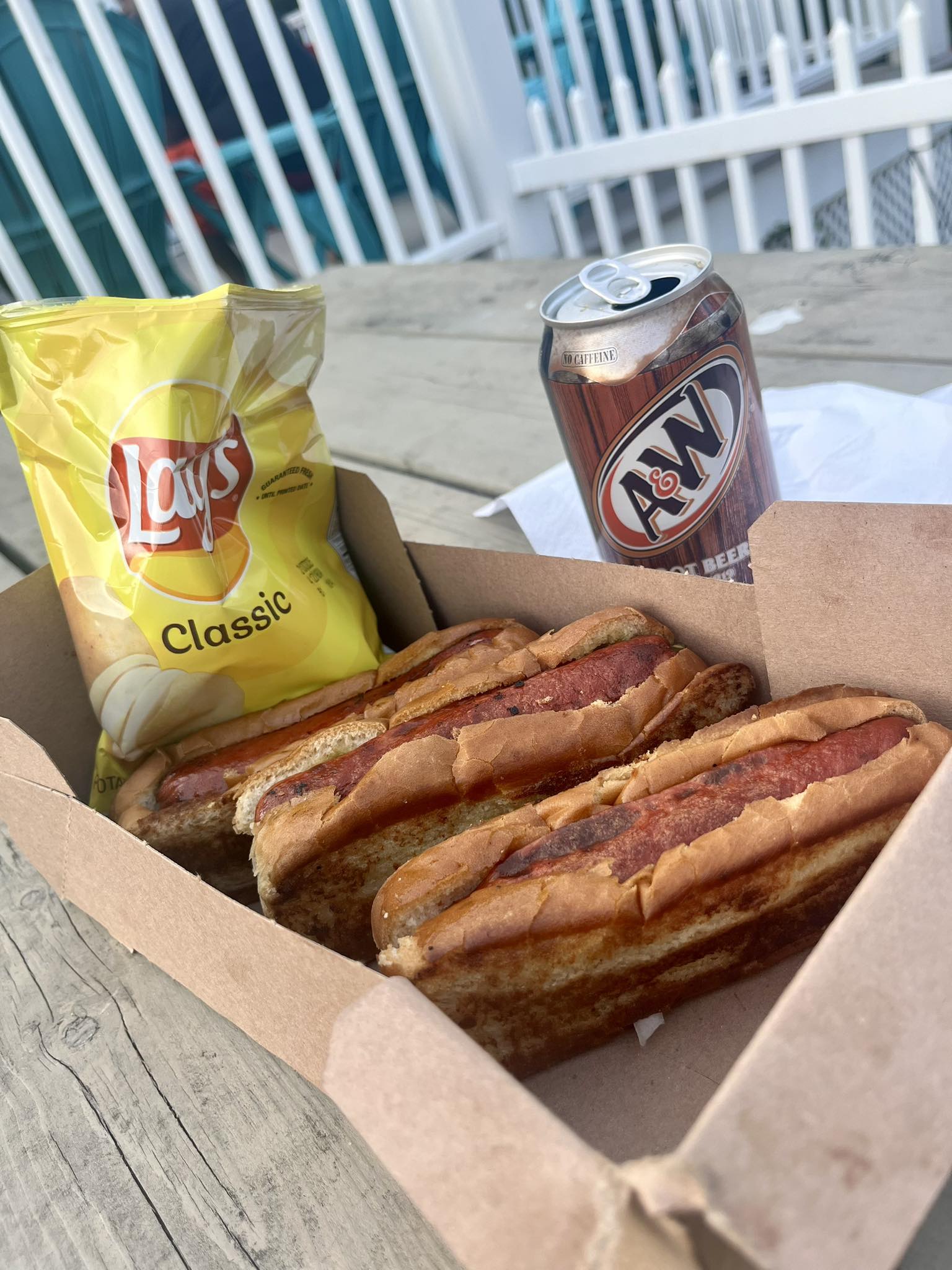 Jeff & Maria's triple hot dog special in Groveland, MA