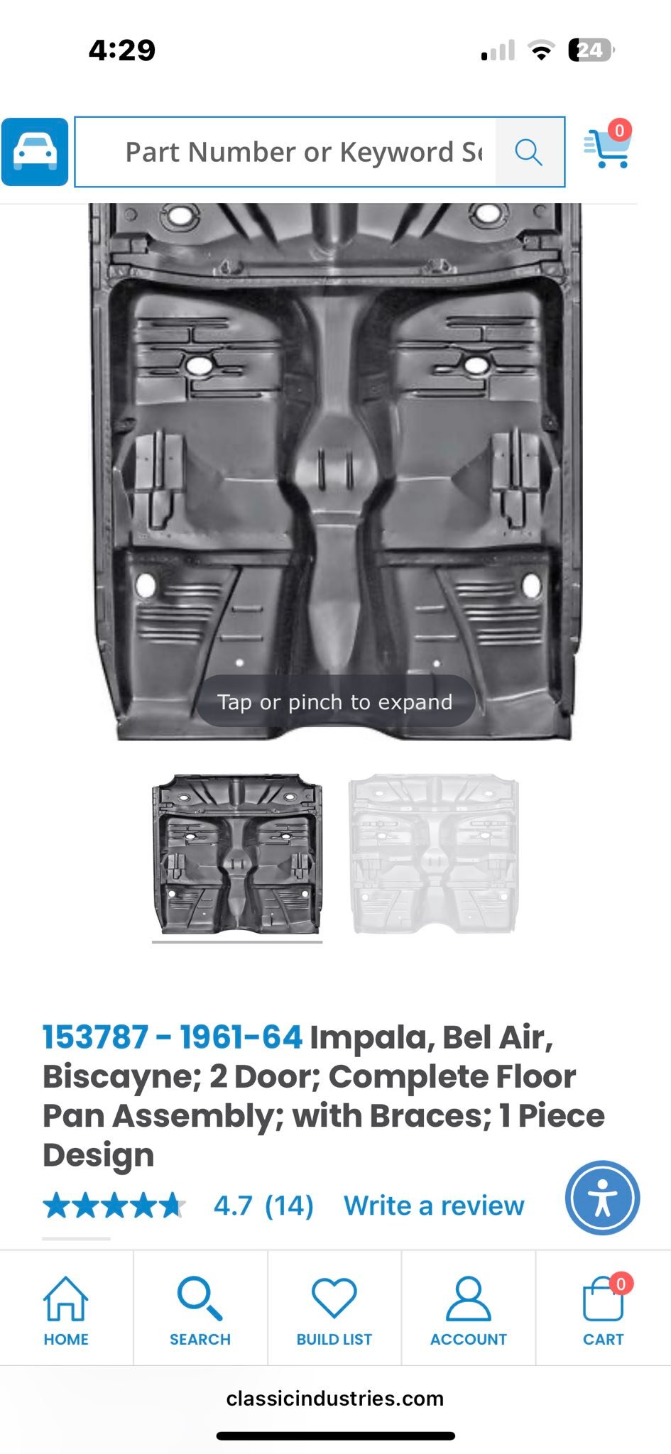 1961-1964 All Makes All Models Parts | BFP1700L | 1961-64 Impala, Bel Air, Biscayne; Full Length Floor Pan; LH Drivers Side; EDP Coated | OER