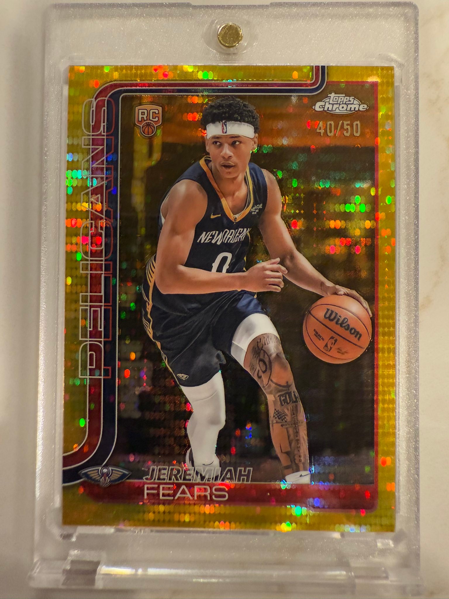 2025 Jeremiah Fears Topps Chrome Gold Rookie /50. Asking $230 shipped