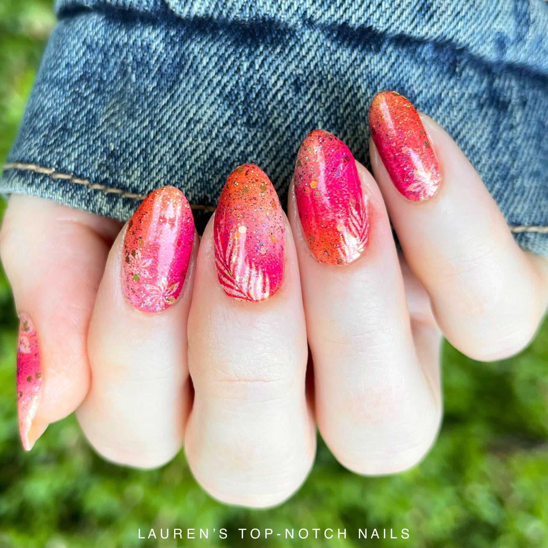 Easy green nail combo using Neon Jalapeño and Paradise Petal Tips