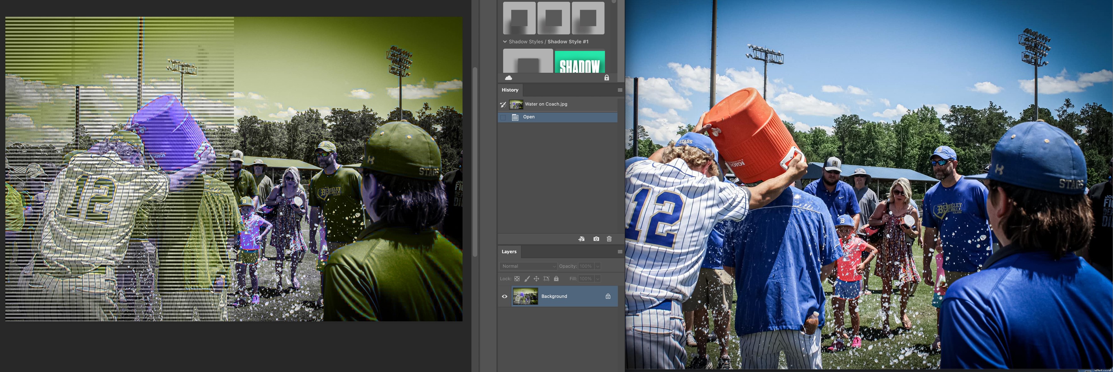 Why is Photo AI causing green tint and weird lines in Photoshop on