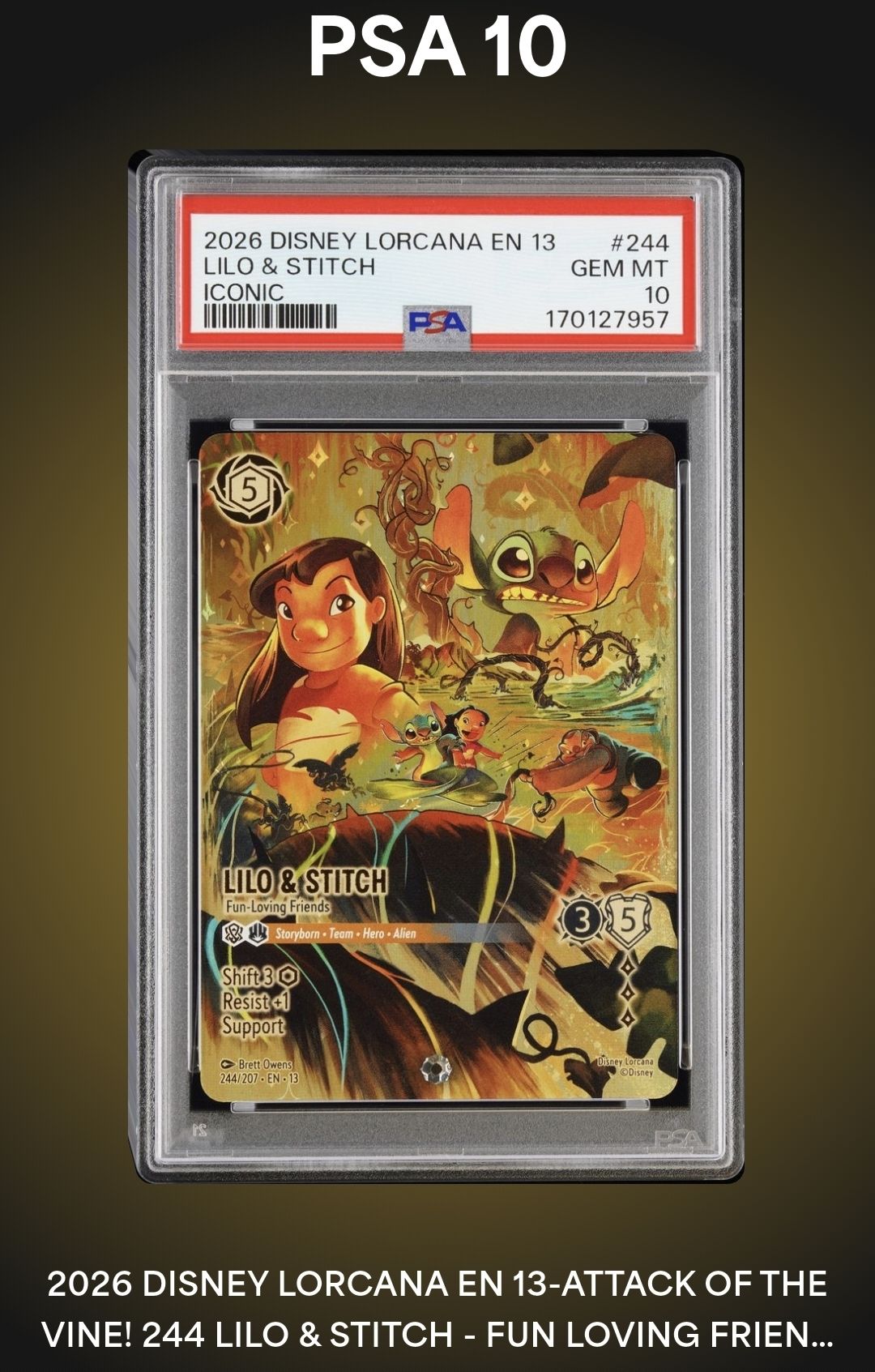 PSA 10 2026 Disney Lorcana Lilo & Stitch Fun-Loving Friends Card