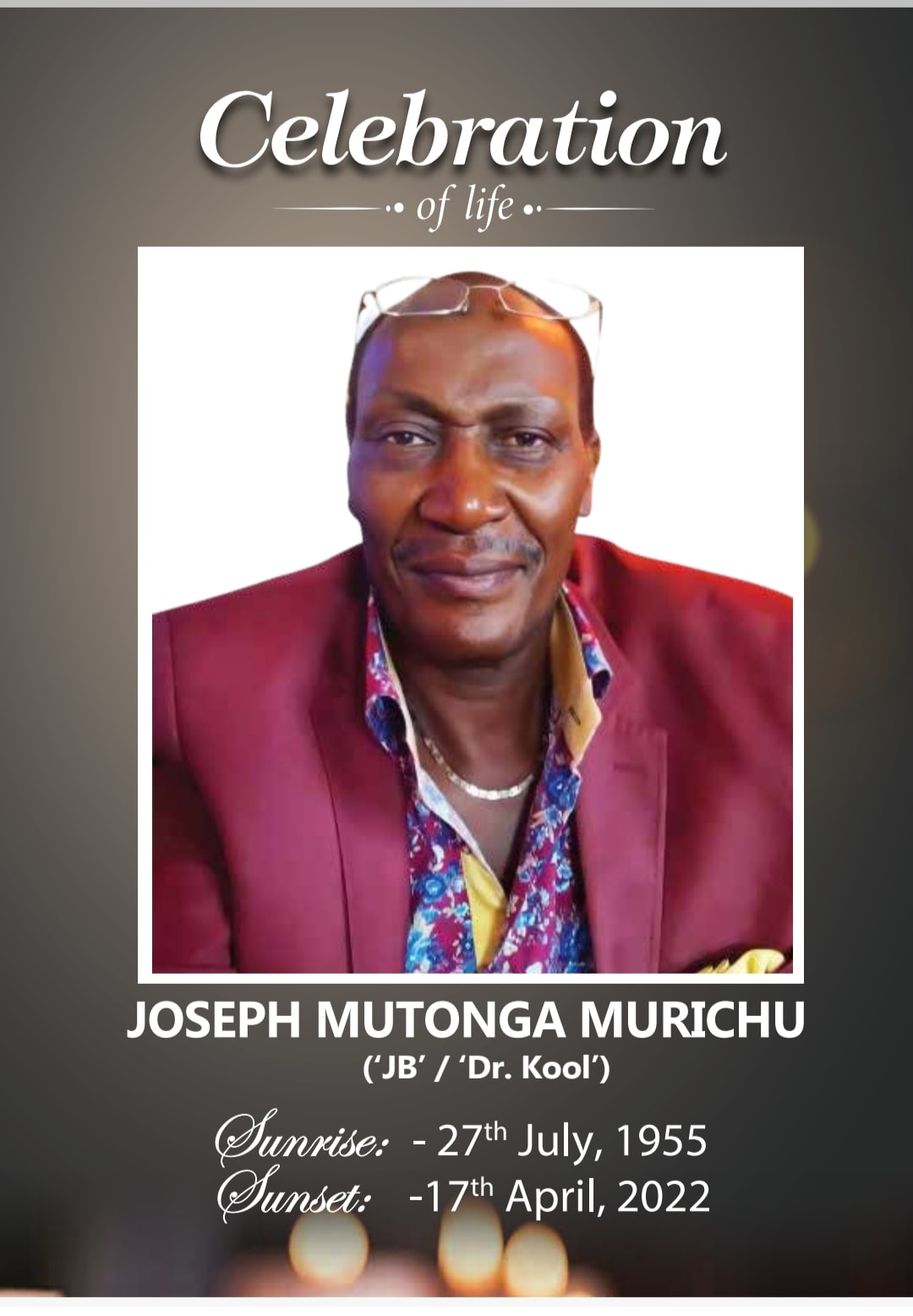 Assigned - We celebrate the life of Joseph Mutonga Murichu. The sudden ...