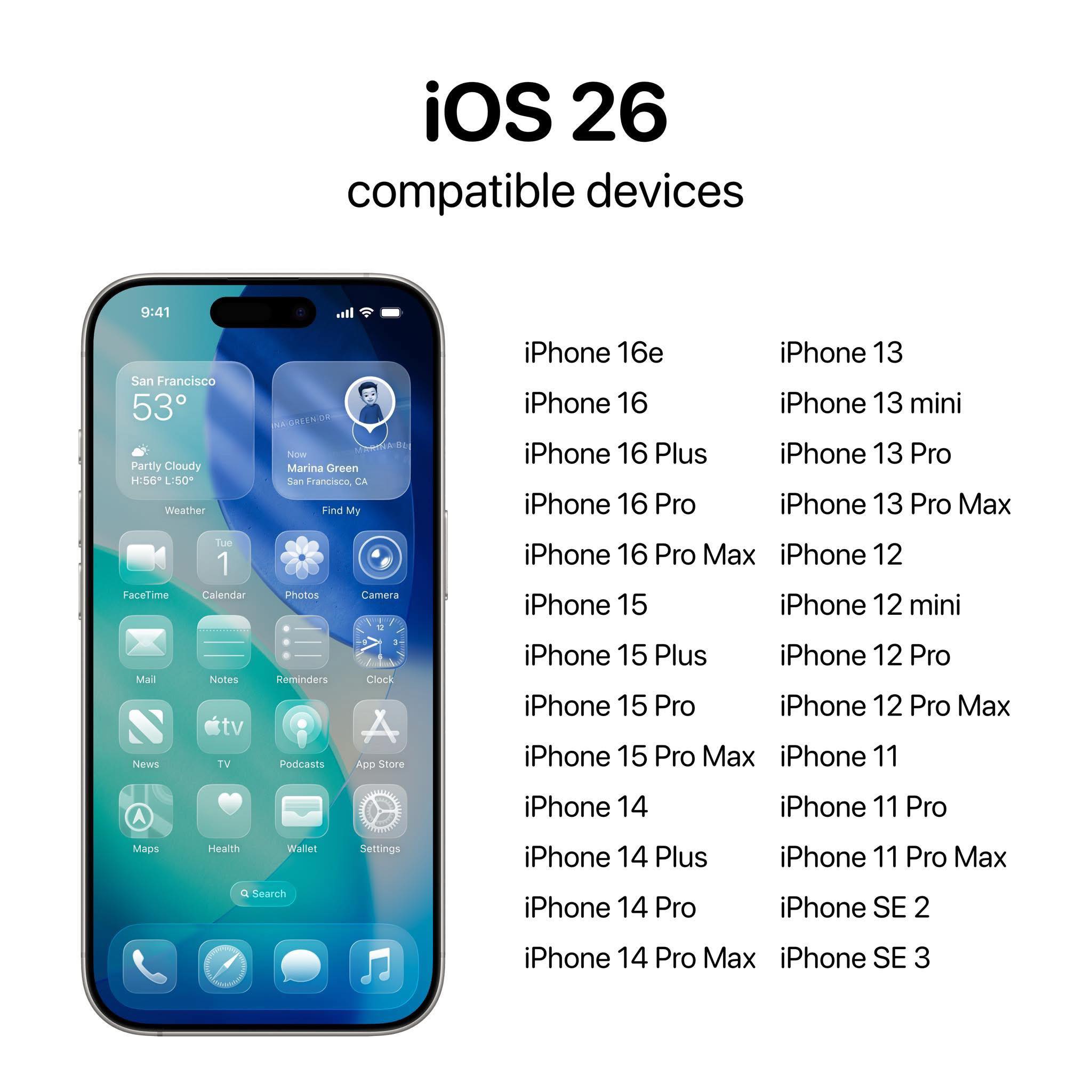 iOS 26 compatible iPhone devices