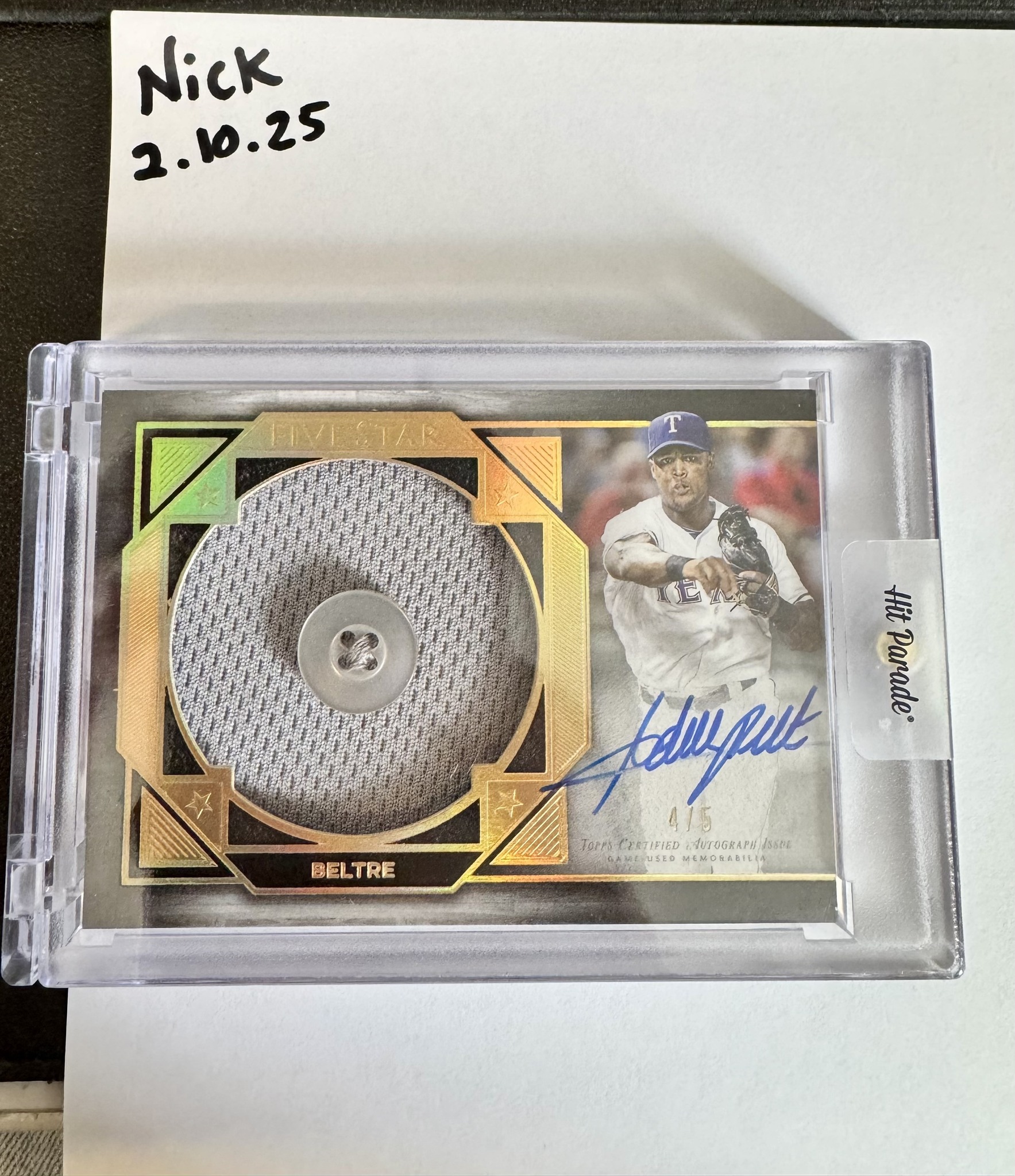 Adrian Beltre 2025 Topps autograph patch card for sale